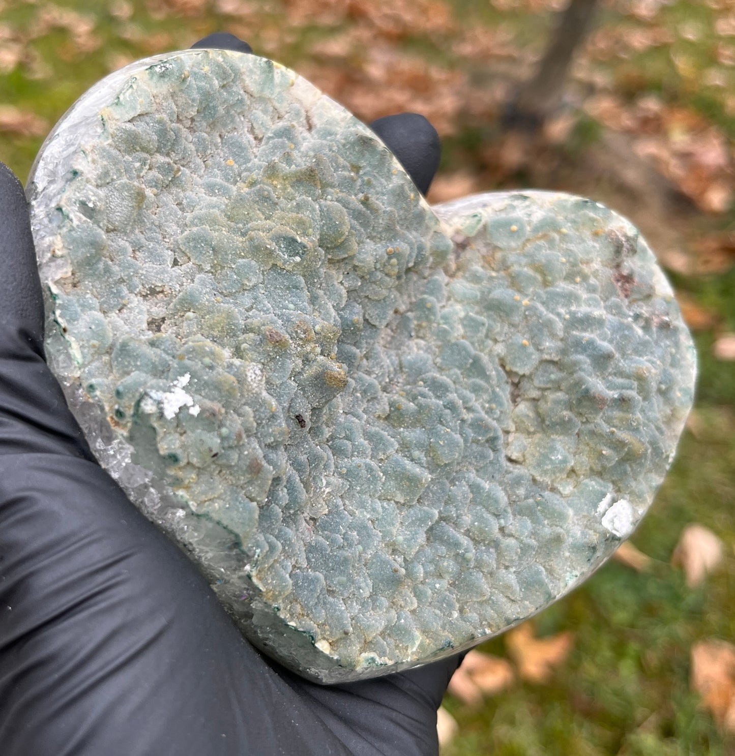 Green Amethyst (Prasiolite) Druzy Heart | Polished Crystal Carving for Home Decor & Heart Chakra Healing