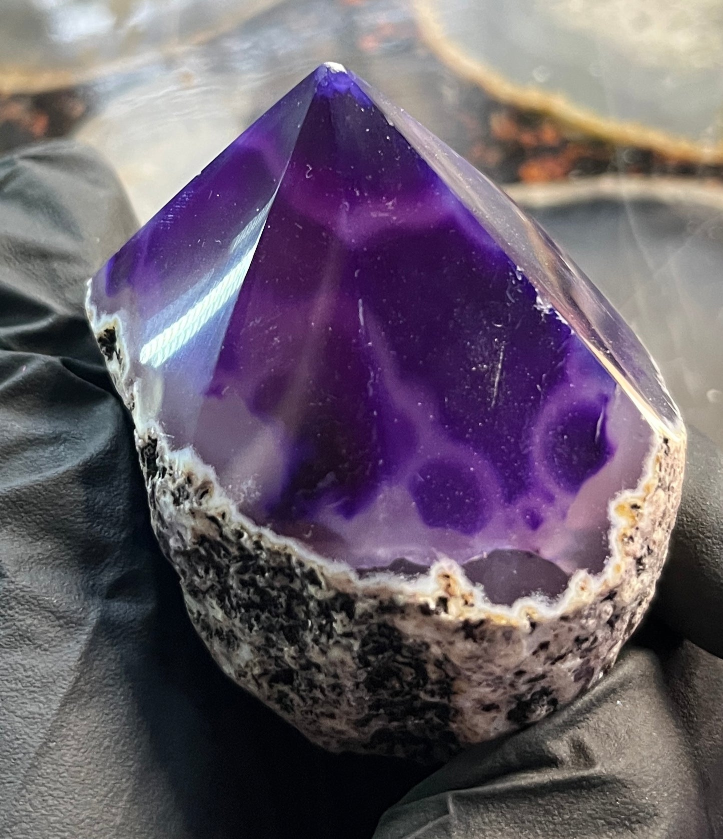 Dyed Purple Agate Polished Point - Natural Base Agate Crystal Tower - Vibrant Purple Agate Decor