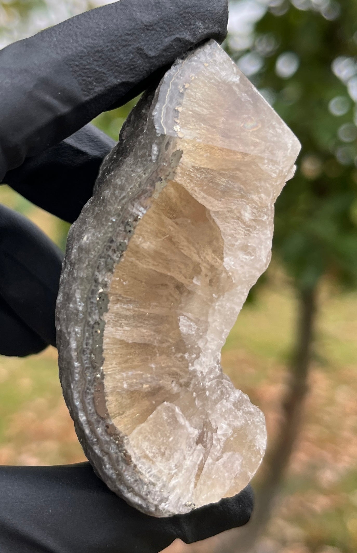 Quartz Geode Tower | Polished Crystal Point with Druzy Cavity & Pyrite Inclusions | Unique Crystal for Home, Altar & Meditation