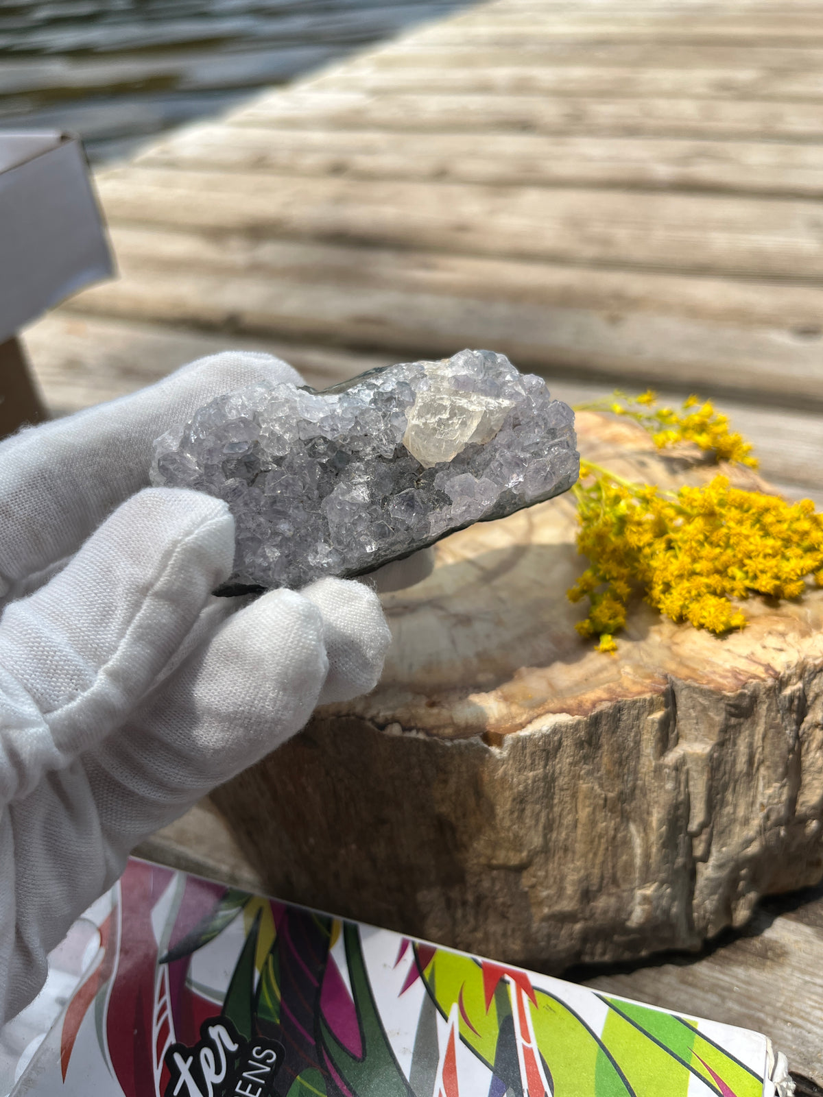 Raw Amethyst Cluster with Honey Calcite | Pale Purple Quartz Matrix Specimen