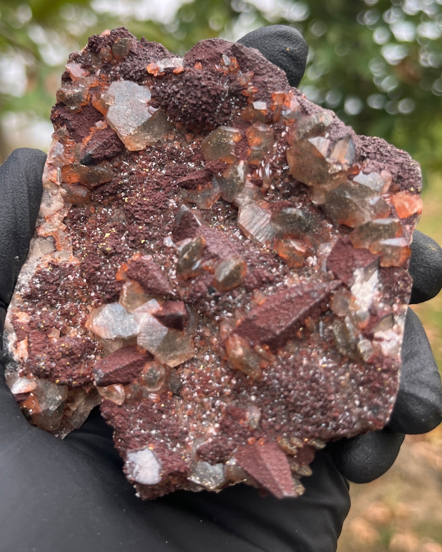 Red Calcite with Pyrite - Dogtooth Calcite, Healing, Powerful Crystal, Unique Mineral