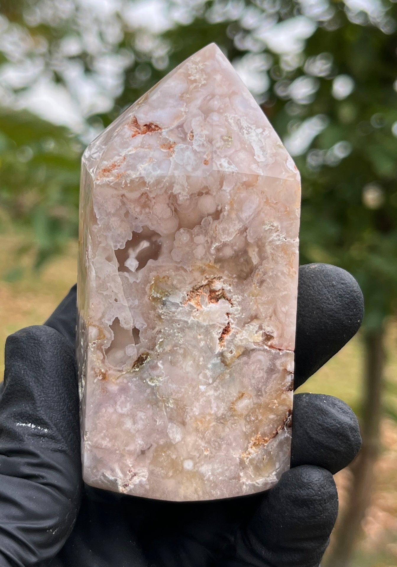 Flower Agate Tower | Large Polished Crystal Point | Healing Stone for Growth & Joy