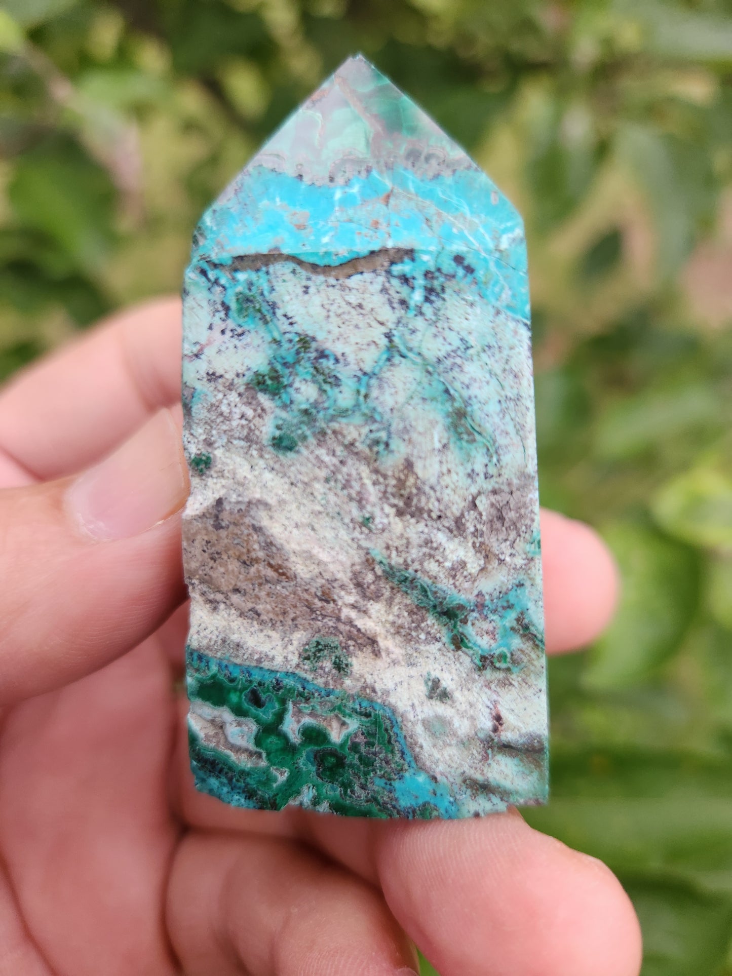 Malachite with Chrysocolla & Azurite - A Powerful Synergy of Healing Properties.