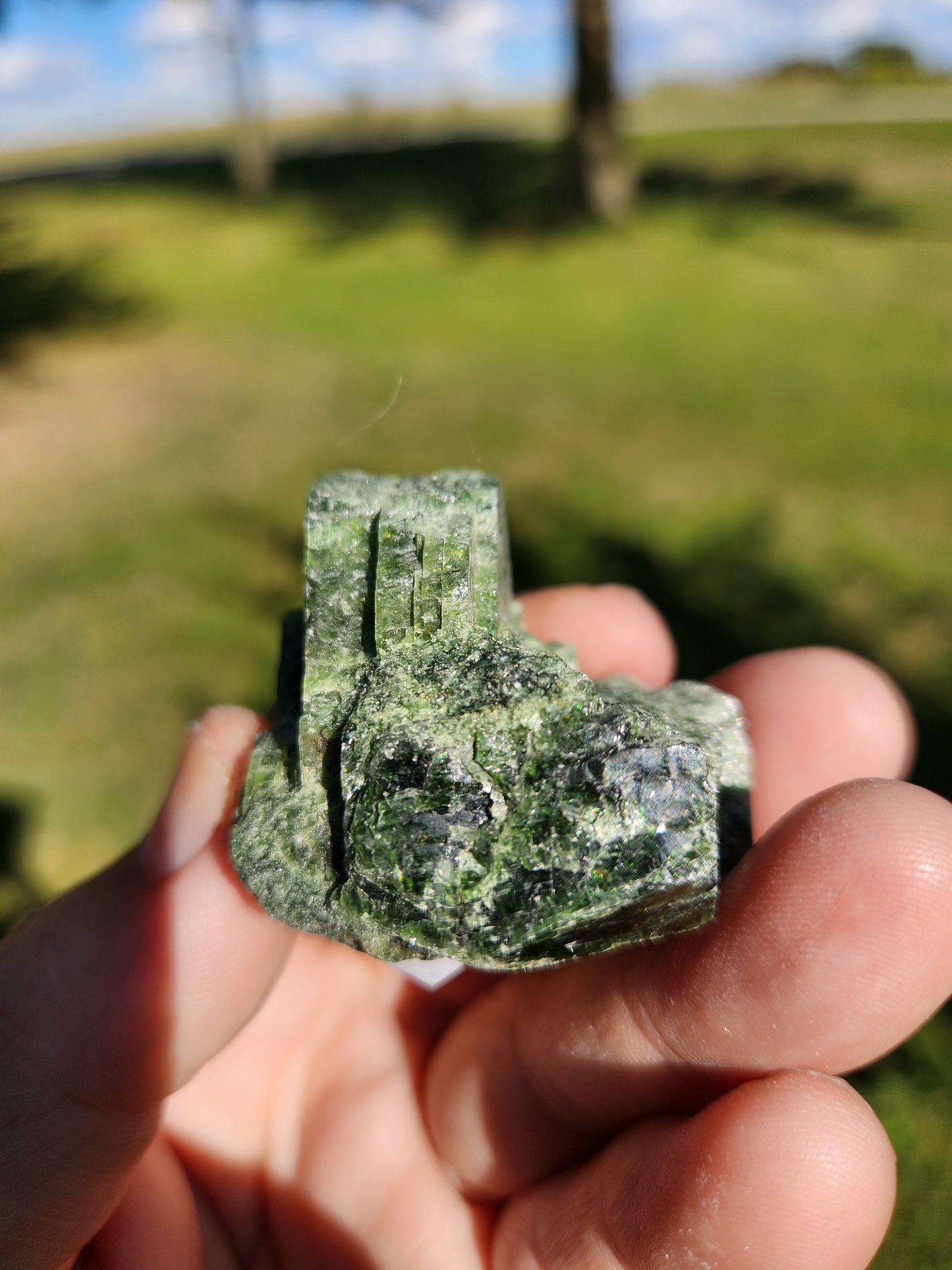 Green Epidote Crystal Cluster - Trauma Healing & Spiritual Growth