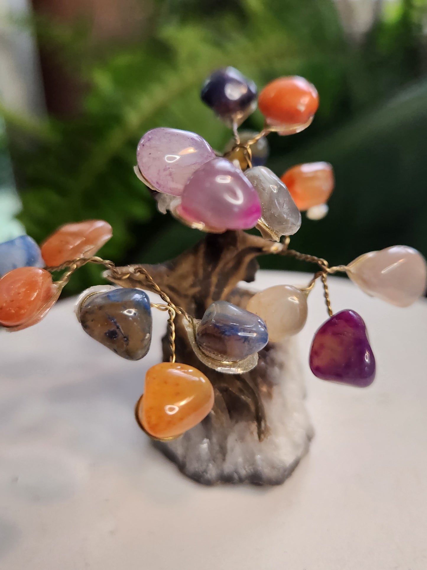 Handmade Natural Agate & Dyed Agate Crystal Tree on Quartz Base | Mixed Agate Gemstone Tree | Colorful Crystal Decor