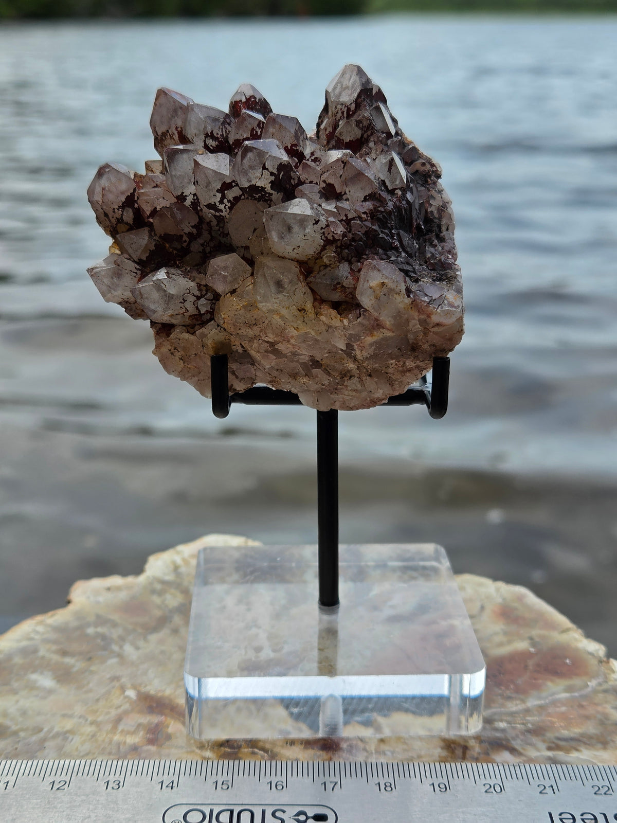 Black Pineapple Quartz with Hematite | Red Hematite Quartz Crystal Cluster