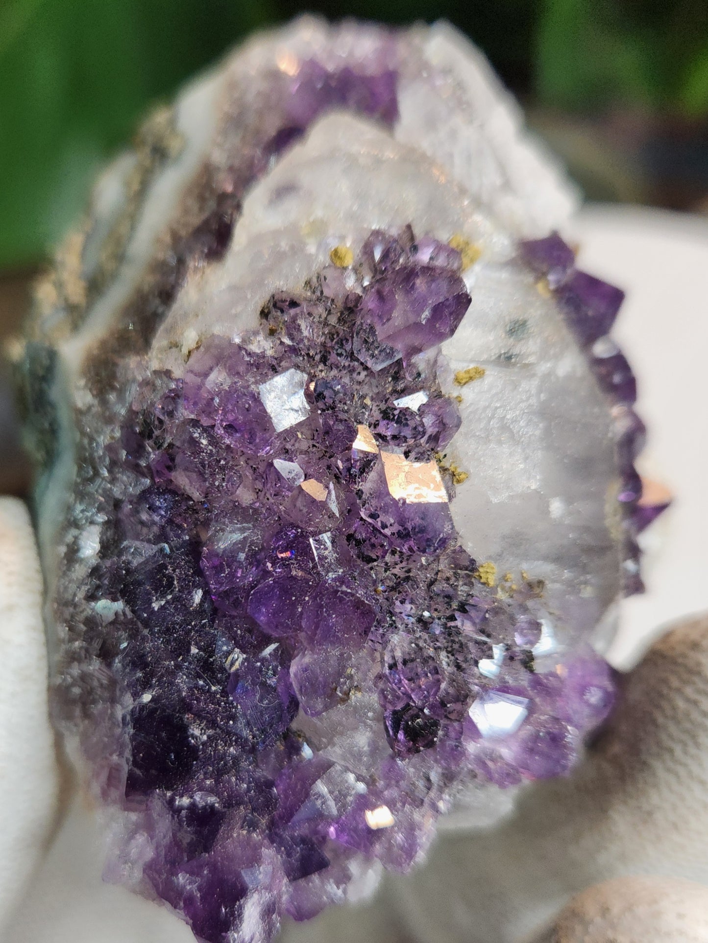 Stunning Dark Purple Brazil Amethyst with Large Calcite Crystal – Collector Grade Healing Stone for Home Décor & Energy Work