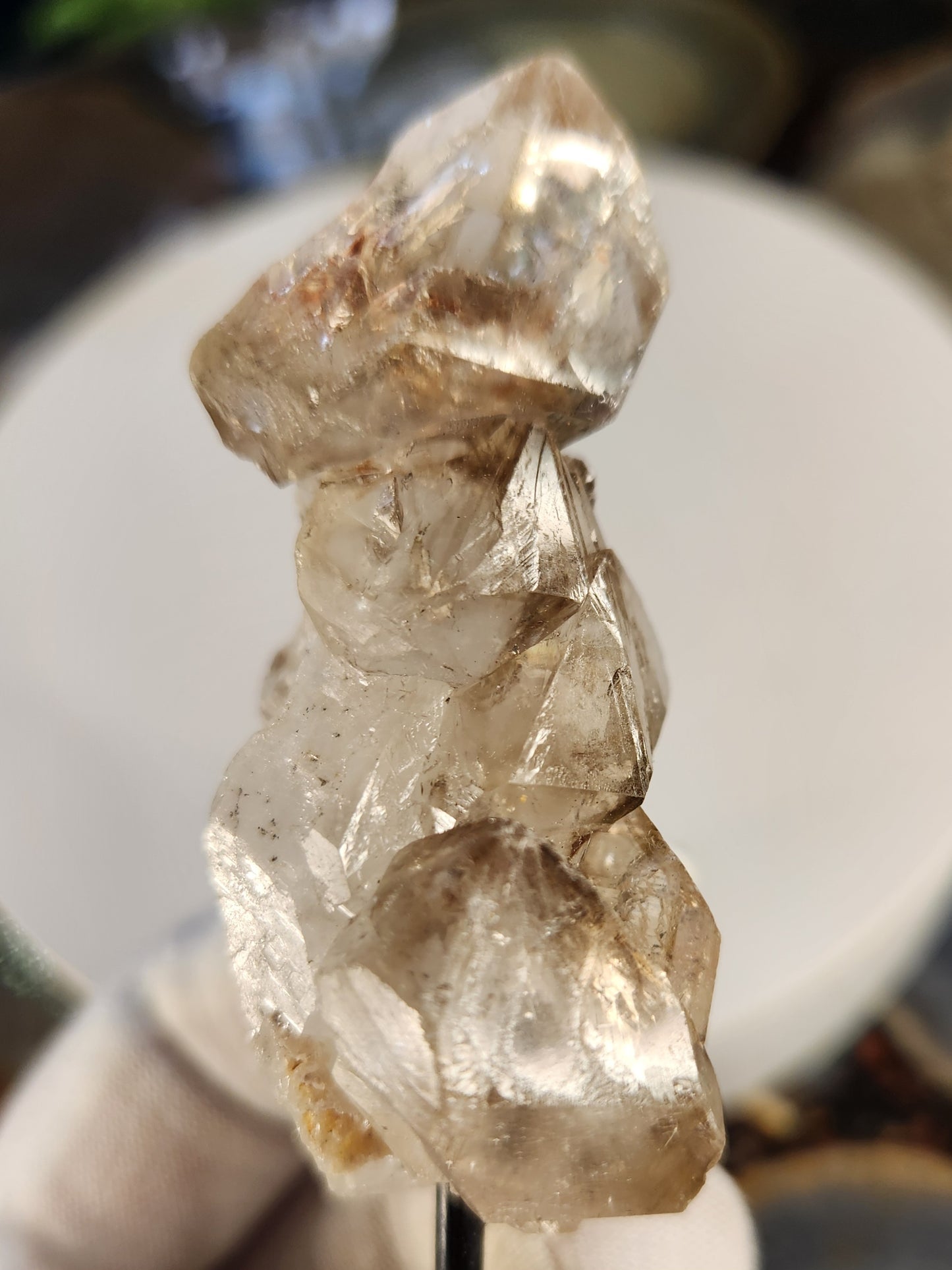 Elestial Quartz Crystal on Stand | Skeletal / Alligator Quartz | Natural Quartz Formation