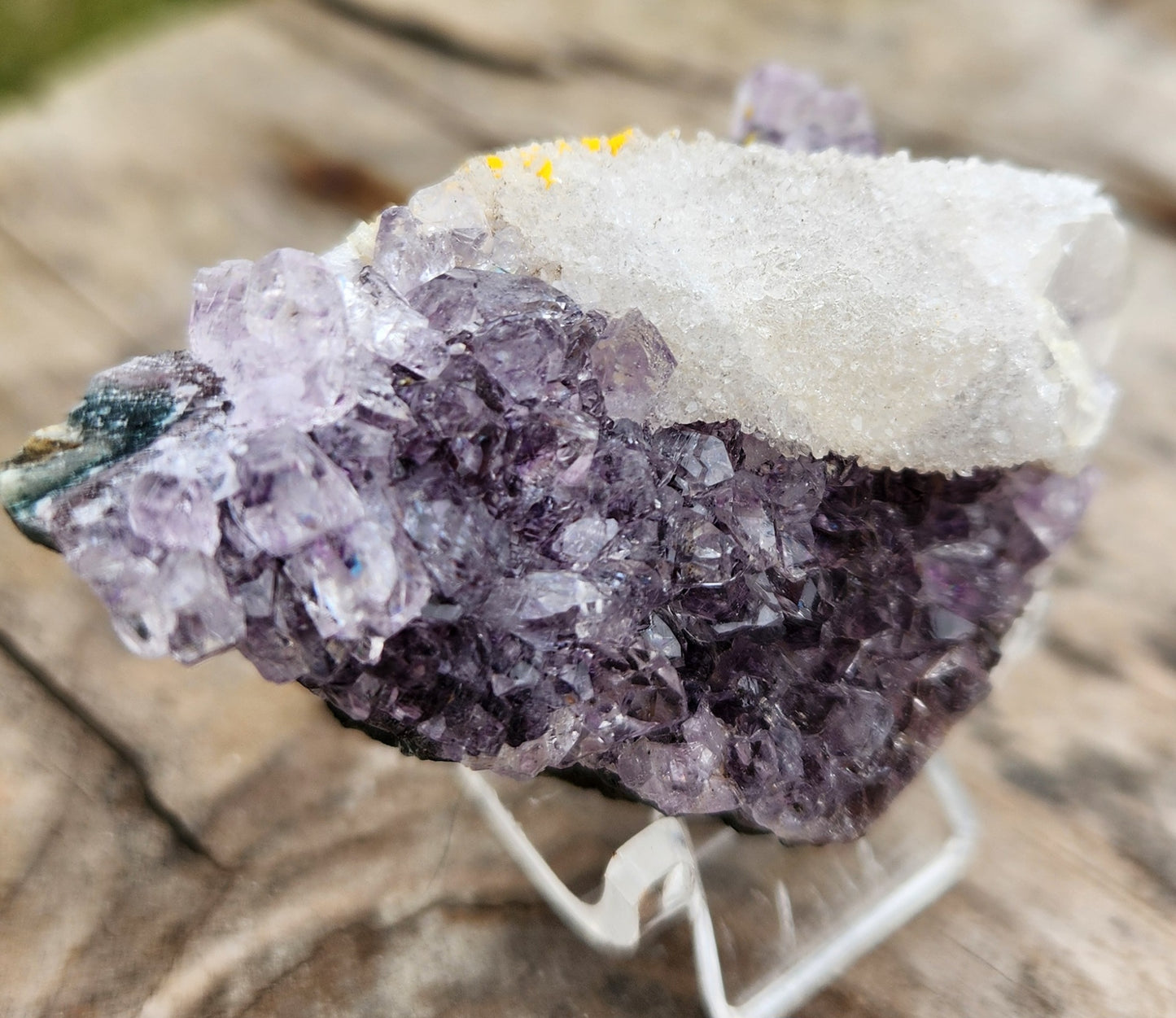 Stunning Dark Purple Brazil Amethyst with Large Calcite Crystal – Collector Grade Healing Stone for Home Décor & Energy Work