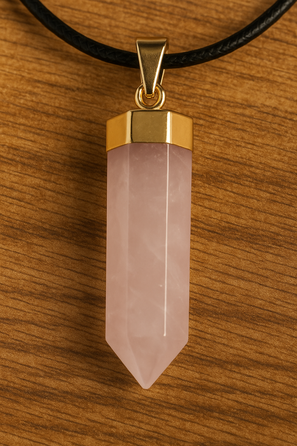 Rose Quartz Pendant Necklace • Love & Healing Crystal Jewelry • Gold Accent Point Necklace • Self-Love & Heart Chakra Gift