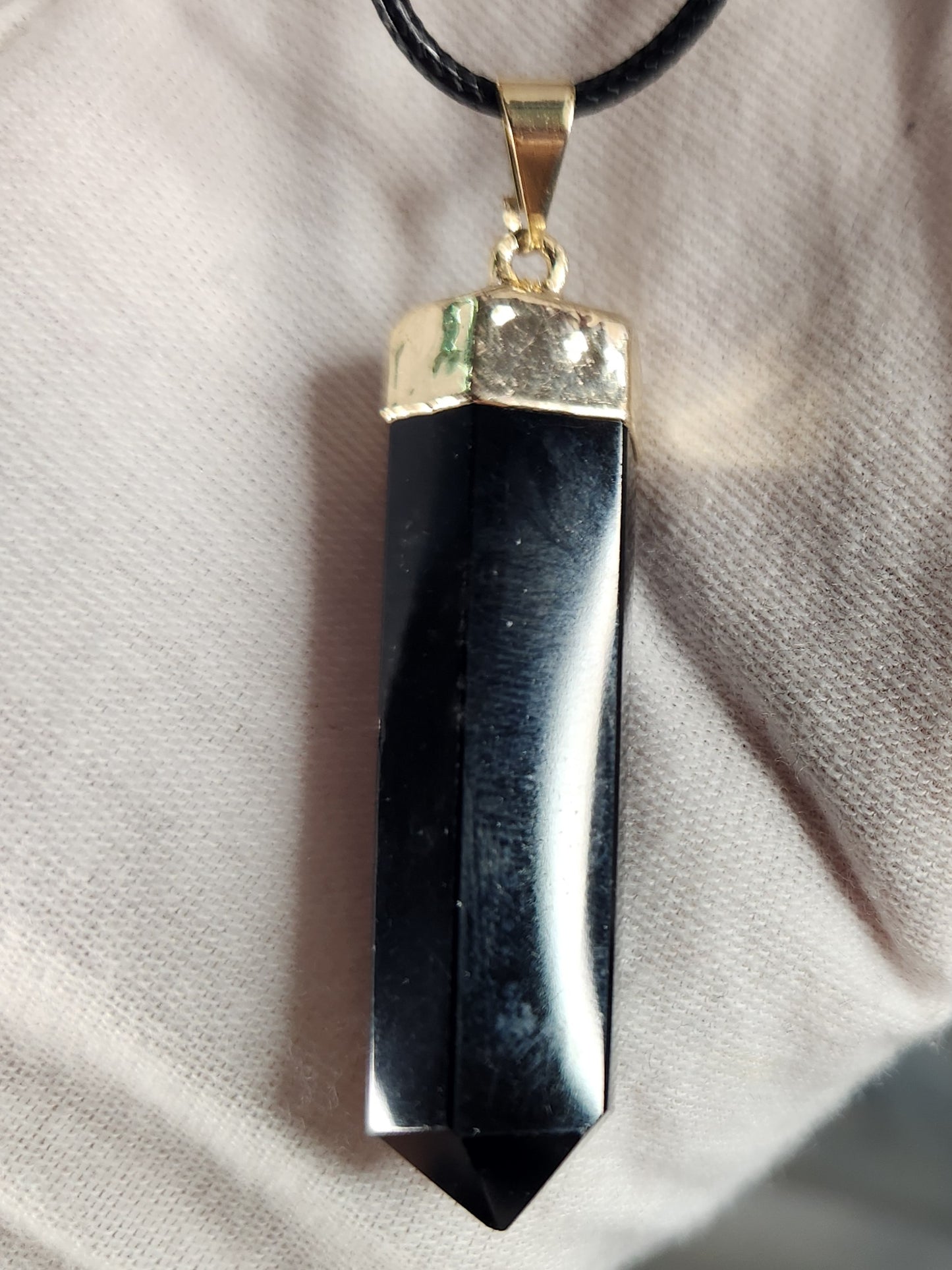 Black Obsidian Crystal Point Pendant Necklace | Natural Volcanic Glass | Protective Healing Stone Jewelry
