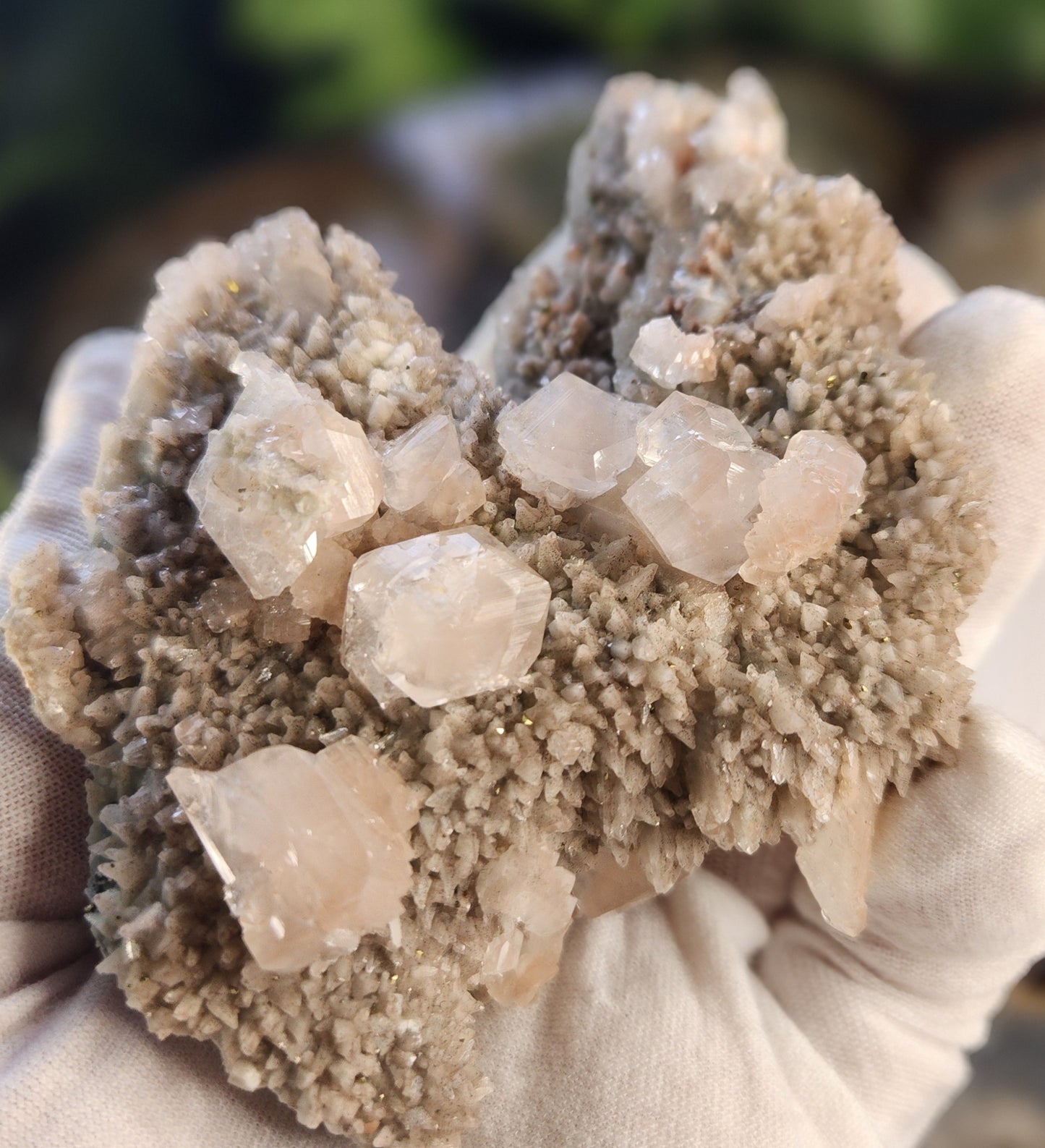UV Reactive Calcite with Quartz & Pyrite | Natural Crystal Cluster | Fluorescent Mineral Specimen