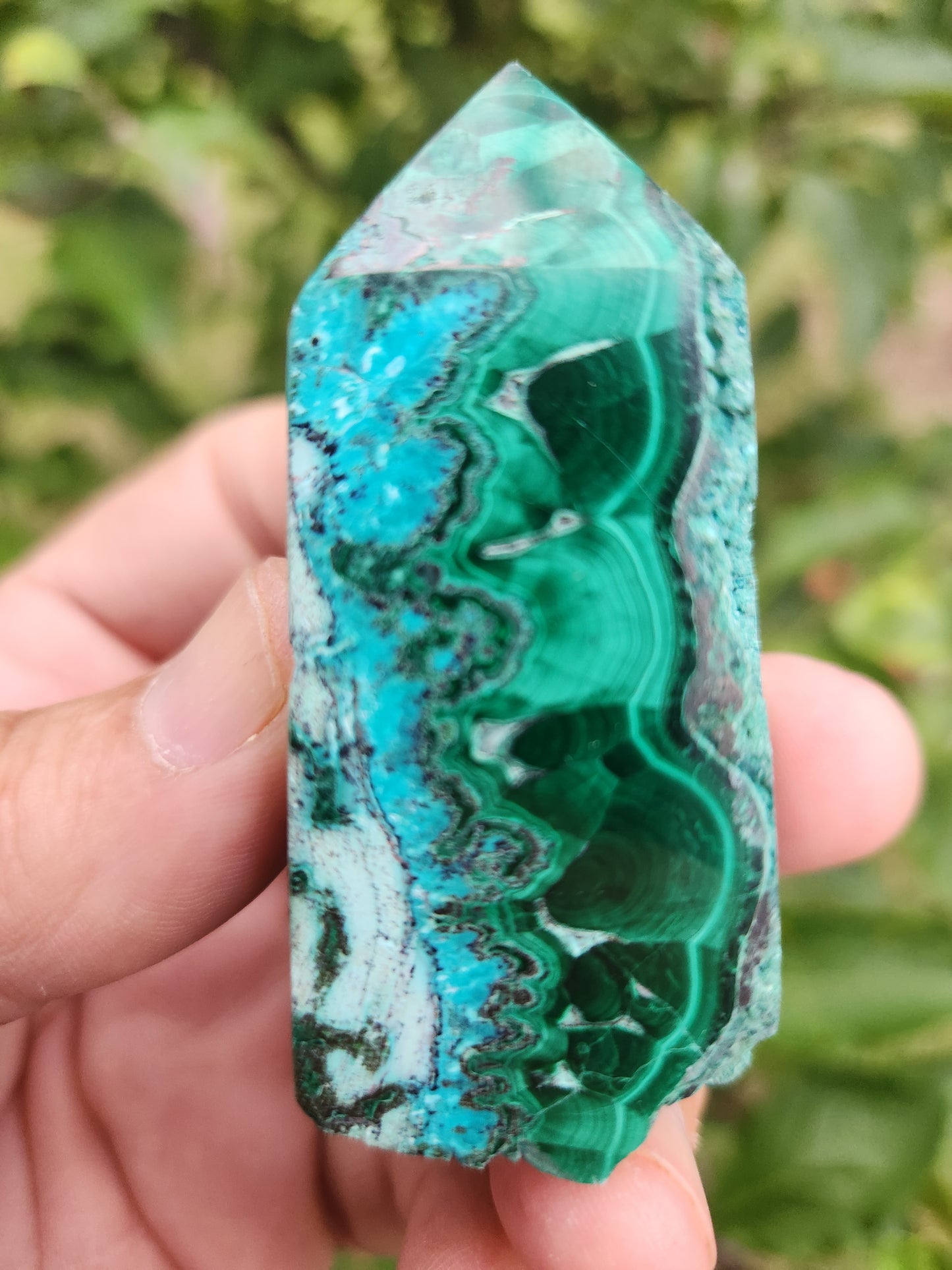 Malachite with Chrysocolla & Azurite - A Powerful Synergy of Healing Properties.