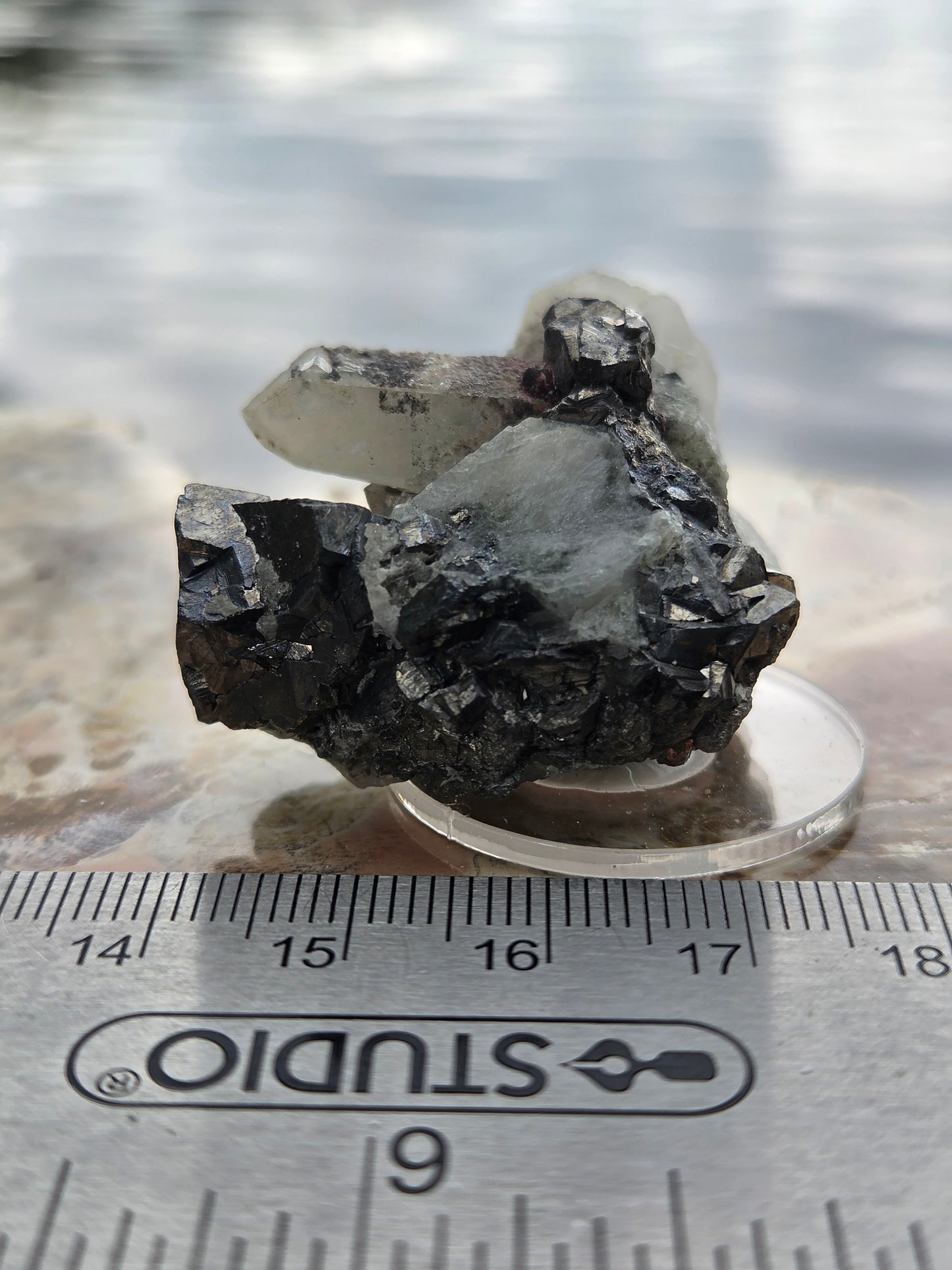 Arsenopyrite on Quartz Crystal Cluster | Metallic Arsenopyrite Mineral Specimen