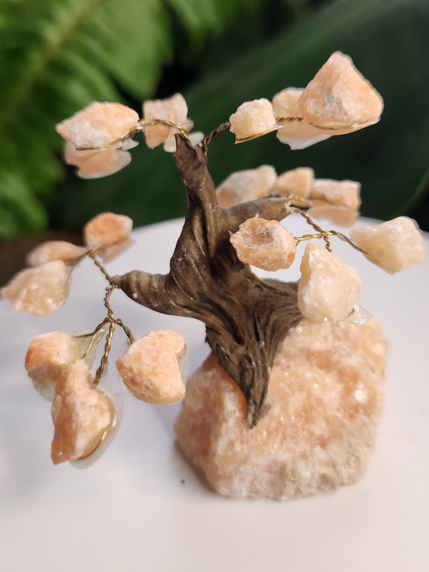Handmade Sunstone / Orange Calcite Crystal Tree on Matching Base | Natural Orange Gemstone Tree | Energy & Creativity Crystal Decor