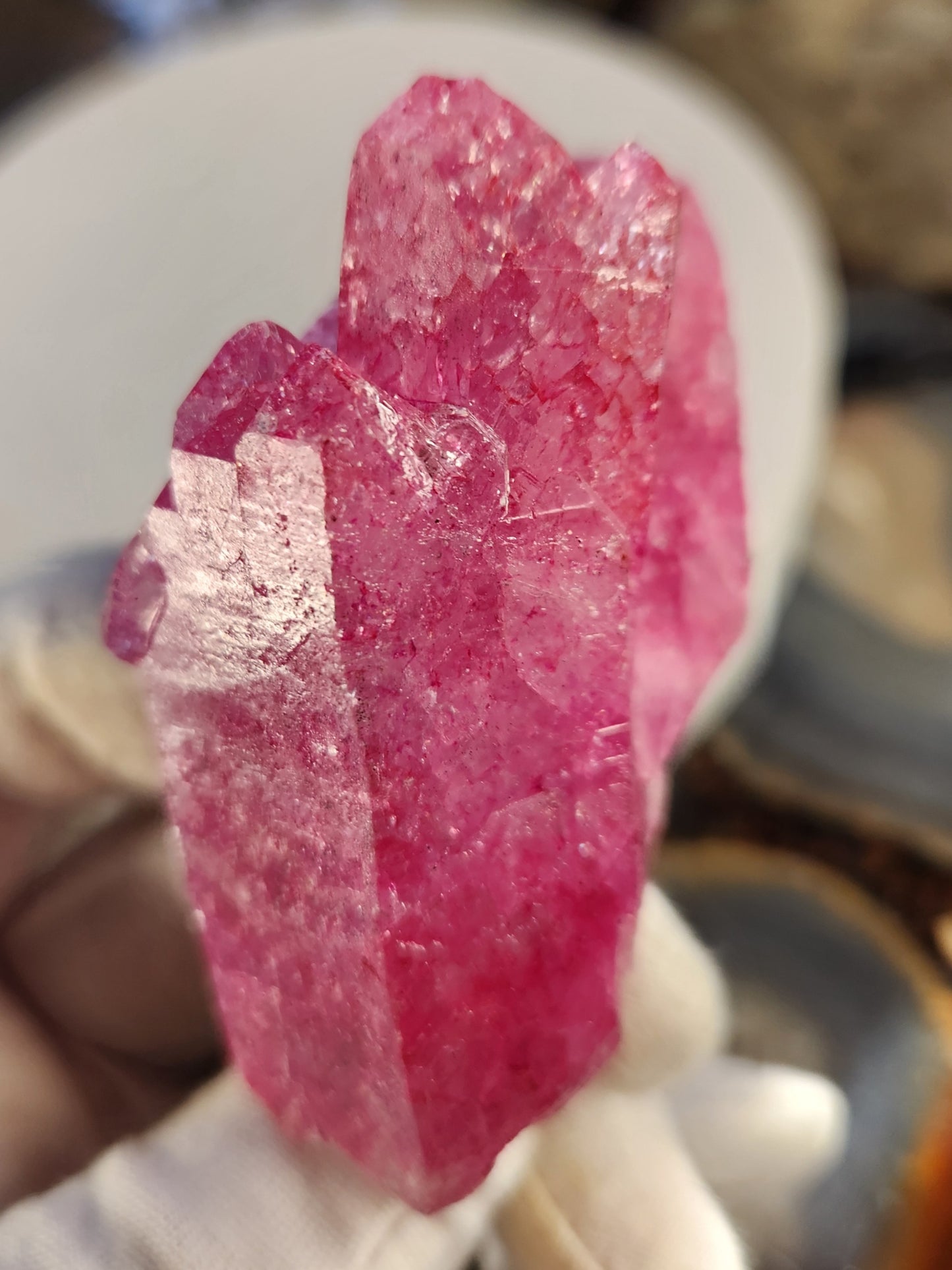 Red Quartz Crystal Cluster | Color Enhanced Quartz | Home Décor Statement Mineral