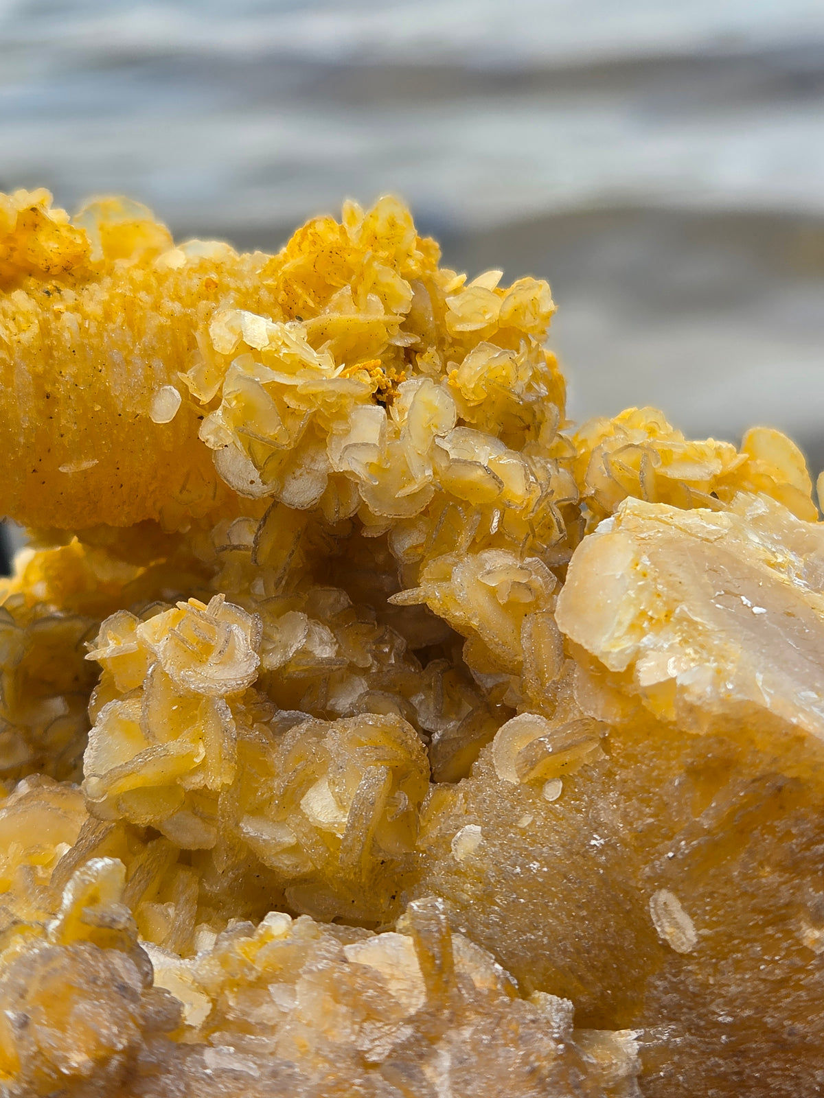 Large Golden Calcite Crystal Cluster | Large Orange Calcite Mineral Specimen