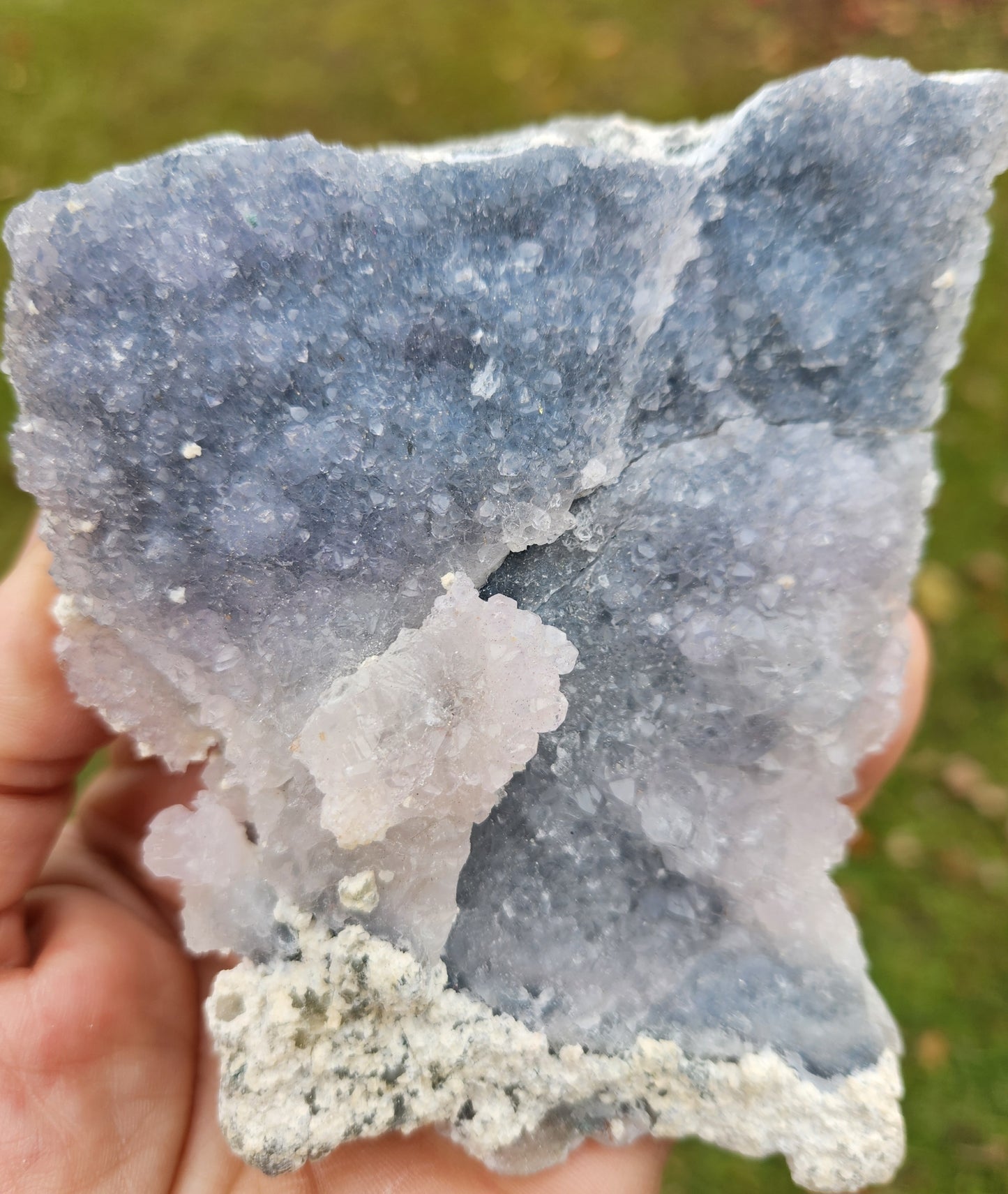 Blue Mist Zeolite Cluster — Brazil | Rare Blue-Grey Zeolite With Lavender Crystal Growths | Cleansing • Purification • High-Frequency Clarity