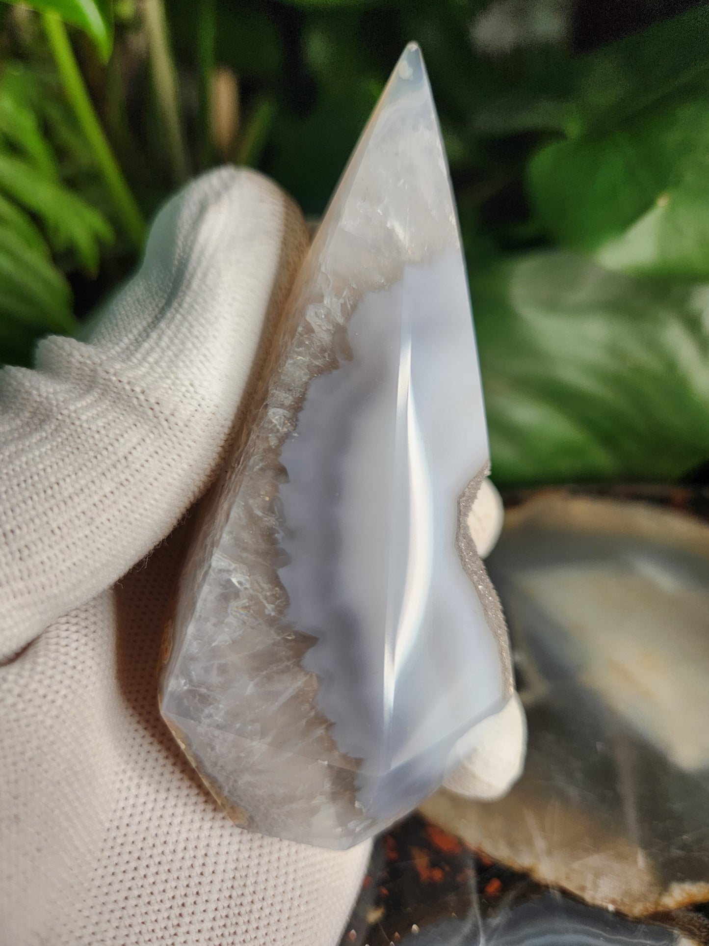 Agate Geode Tower • Diamond Shaped Druzy Point • Natural Quartz Geode • Collector Mineral & Crystal Healing Décor