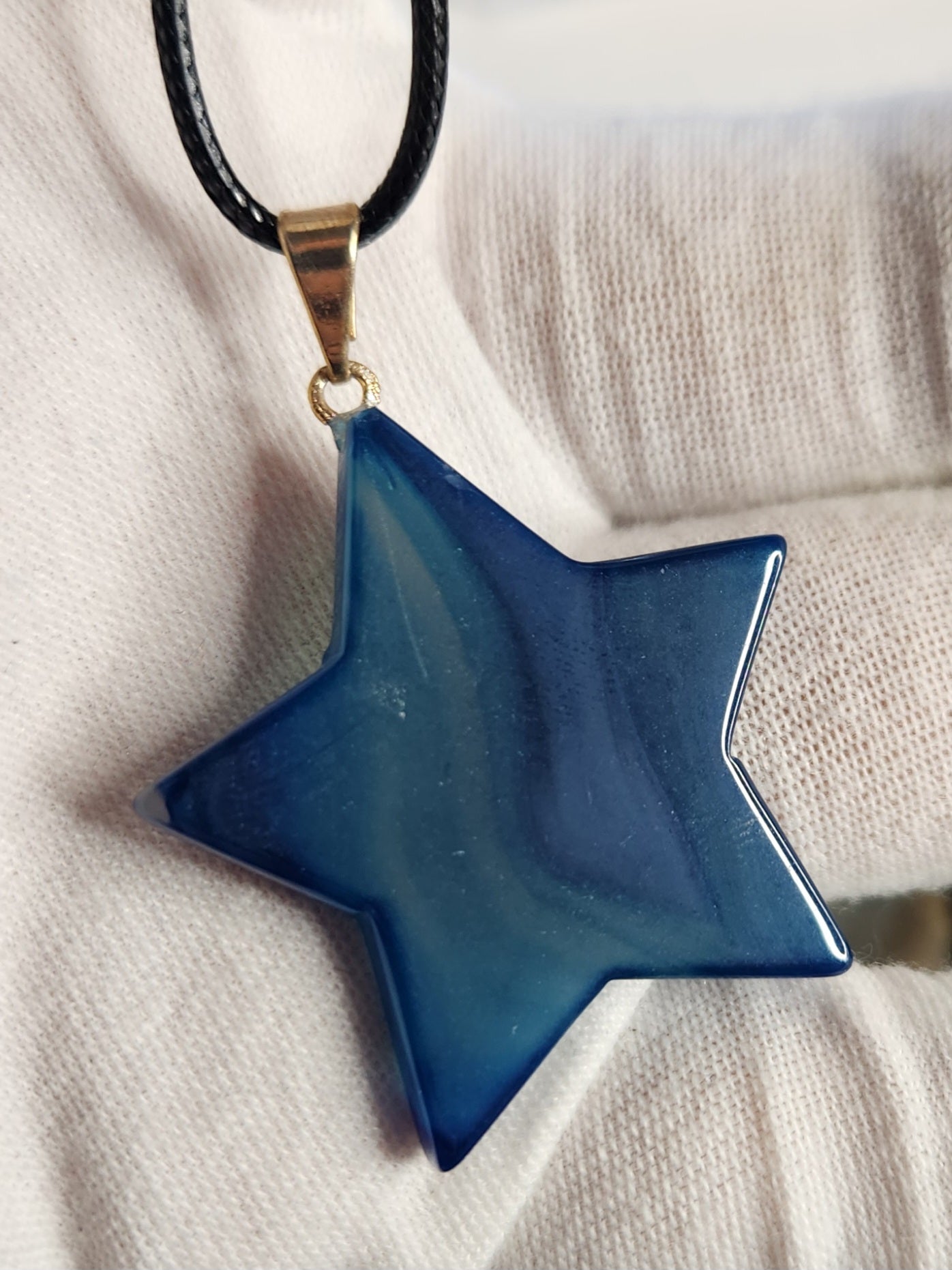 Blue Agate Star Crystal Necklace | Star Shaped Agate Pendant | Blue Crystal Necklace | Celestial Jewelry | Gift for Her