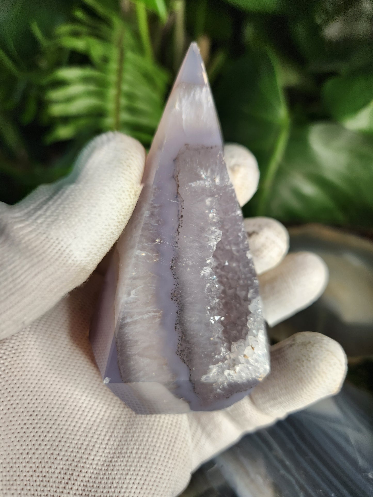 Agate Geode Tower • Diamond Shaped Druzy Point • Natural Quartz Geode • Collector Mineral & Crystal Healing Décor