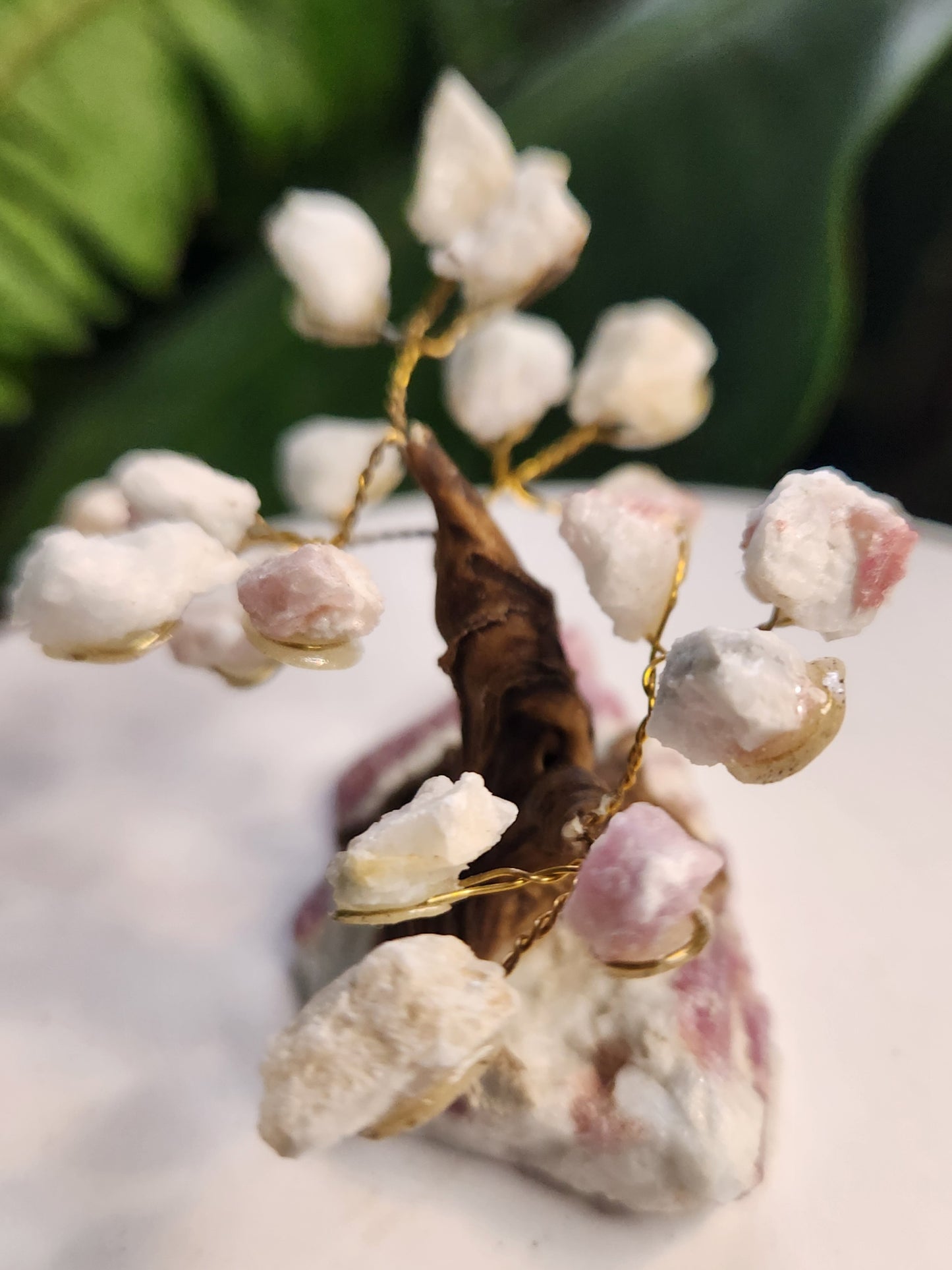 Handmade Pink Tourmaline in White Calcite Crystal Tree | Natural Heart Healing Gemstone Tree | Love & Emotional Balance Decor