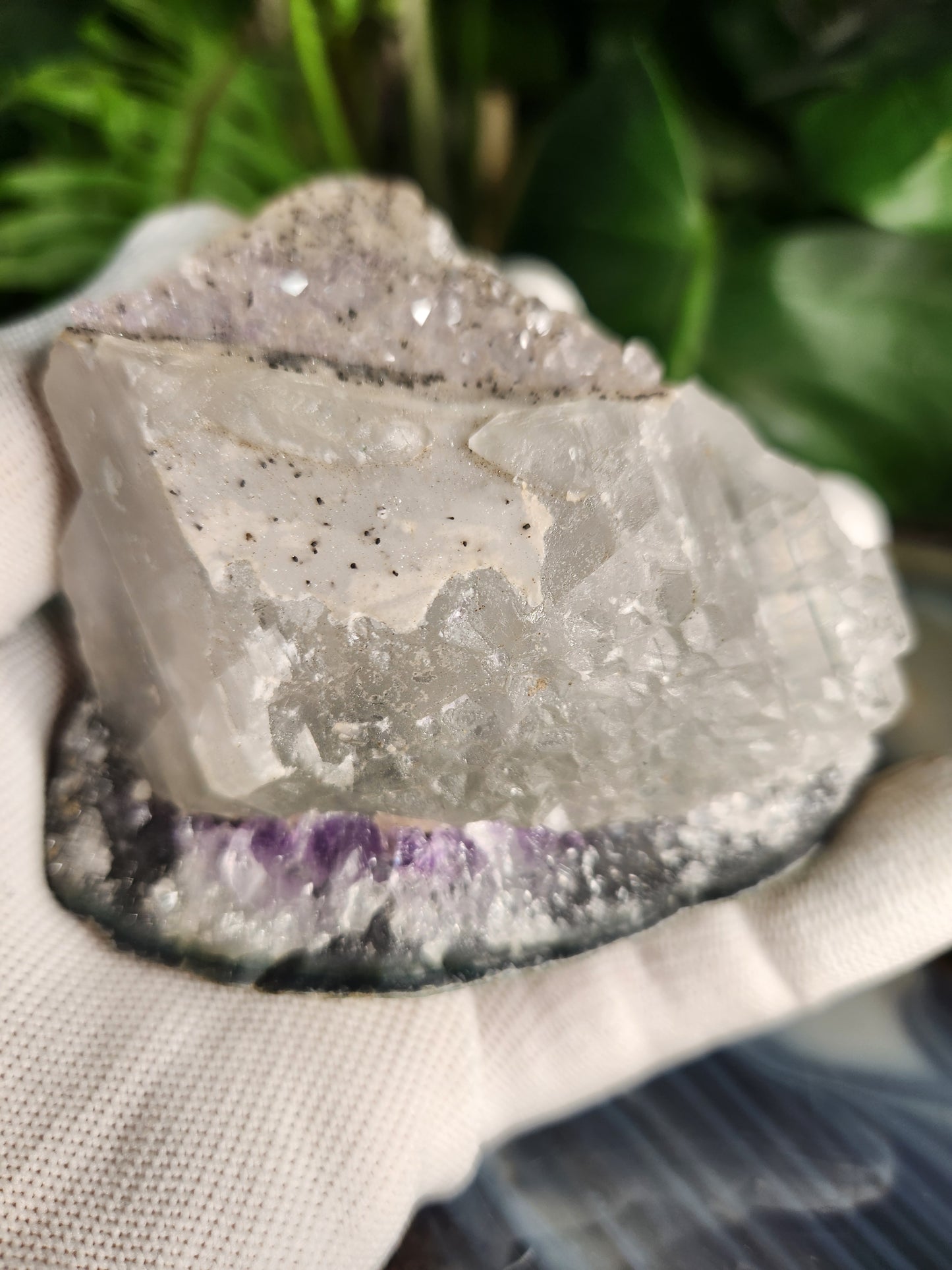 Stunning Dark Purple Brazil Amethyst with Large Calcite Crystal – Collector Grade Healing Stone for Home Décor & Energy Work