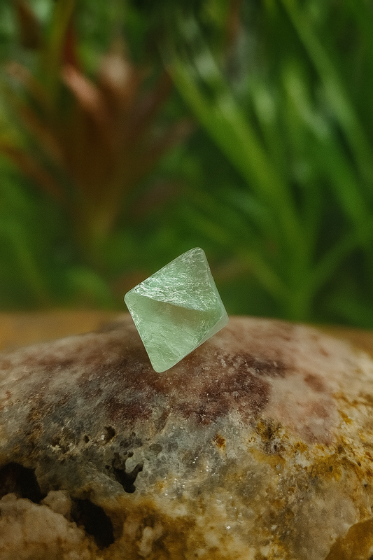 Natural Green Fluorite Octahedron – Raw Octahedral Crystal