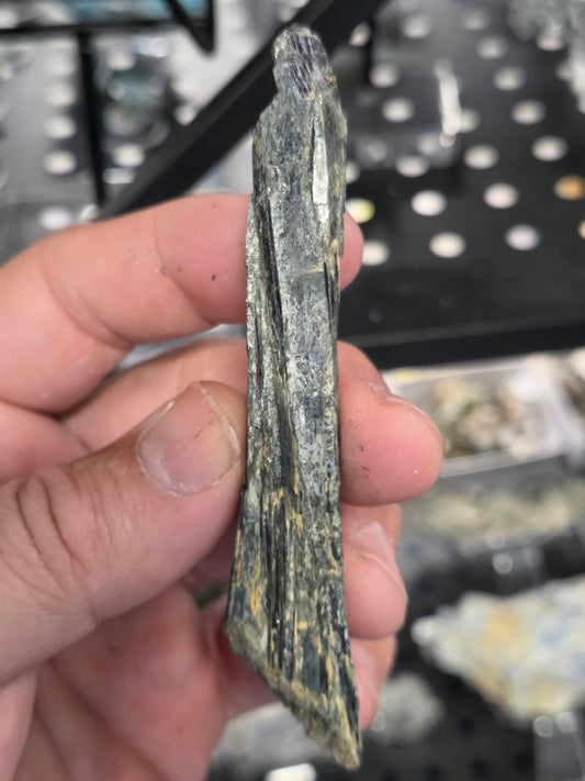 Natural Vivianite Crystal Blade – side view showing blue-green luster