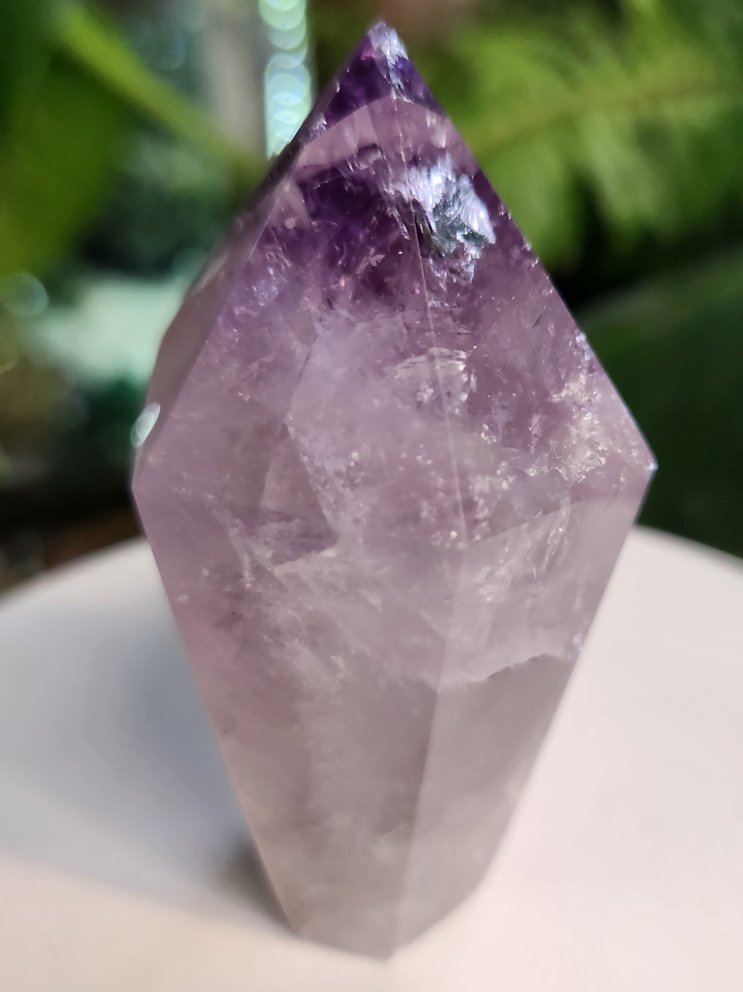 Natural Amethyst Crystal Point – Polished Amethyst Tower with Rainbow