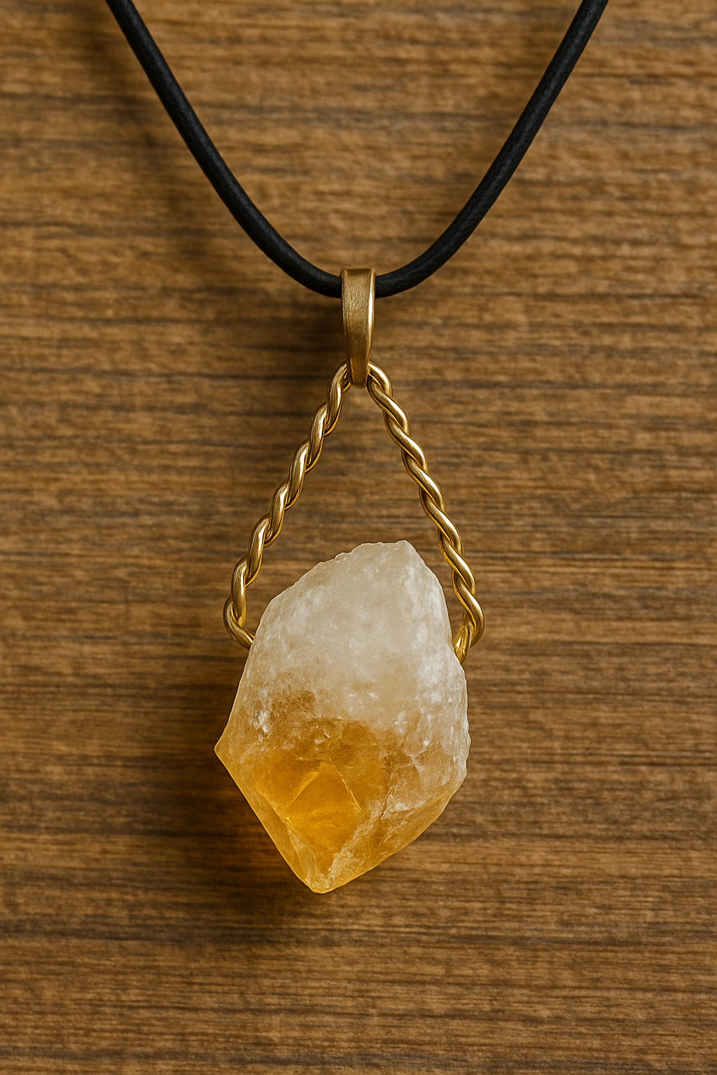 Natural Citrine Crystal Pendant – Golden Yellow Healing Stone Necklace – Raw Crystal Jewelry for Positive Energy & Abundance