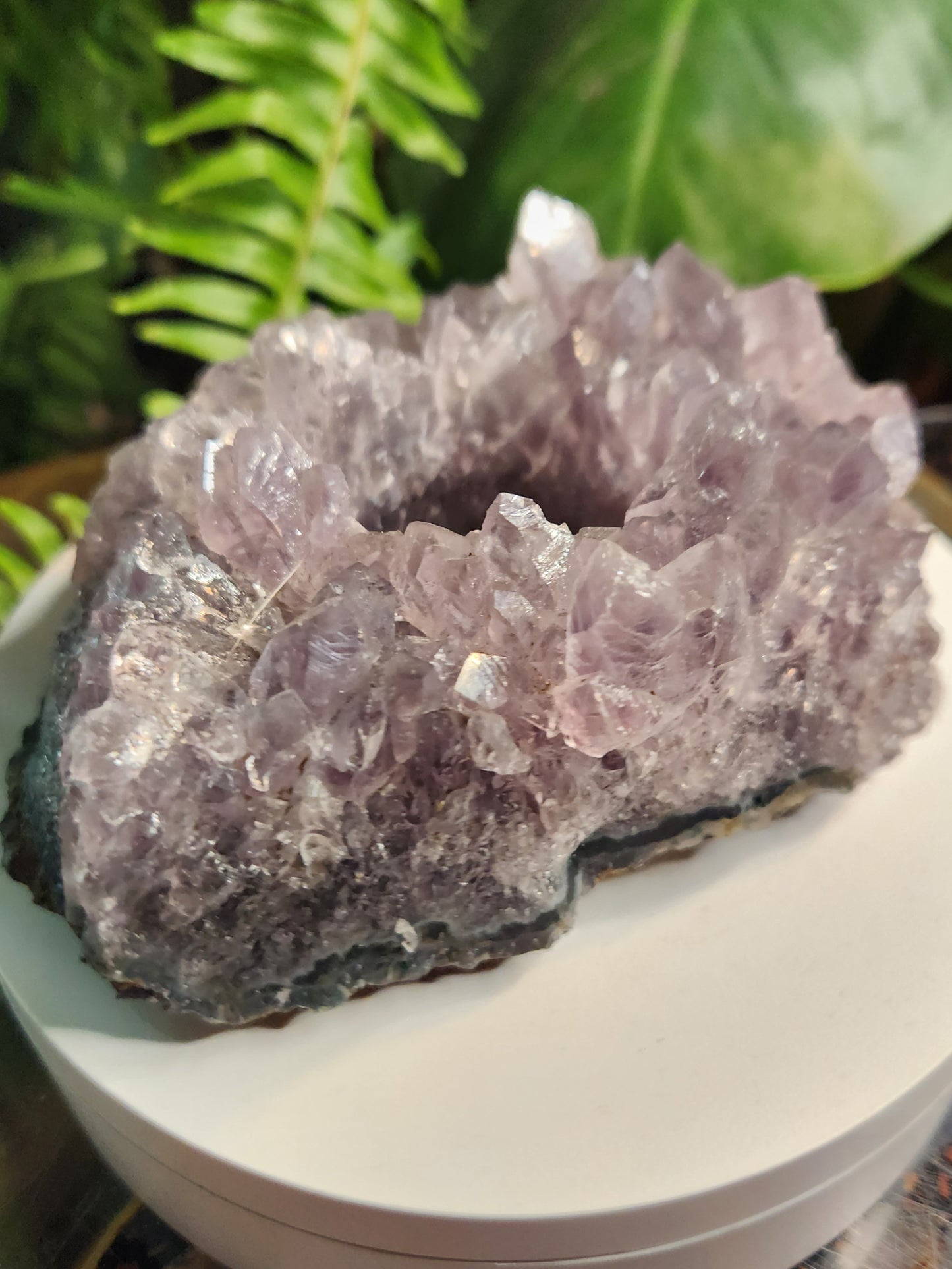 Brazil Amethyst Cluster Tealight Candle Holder – Premium Natural Geode