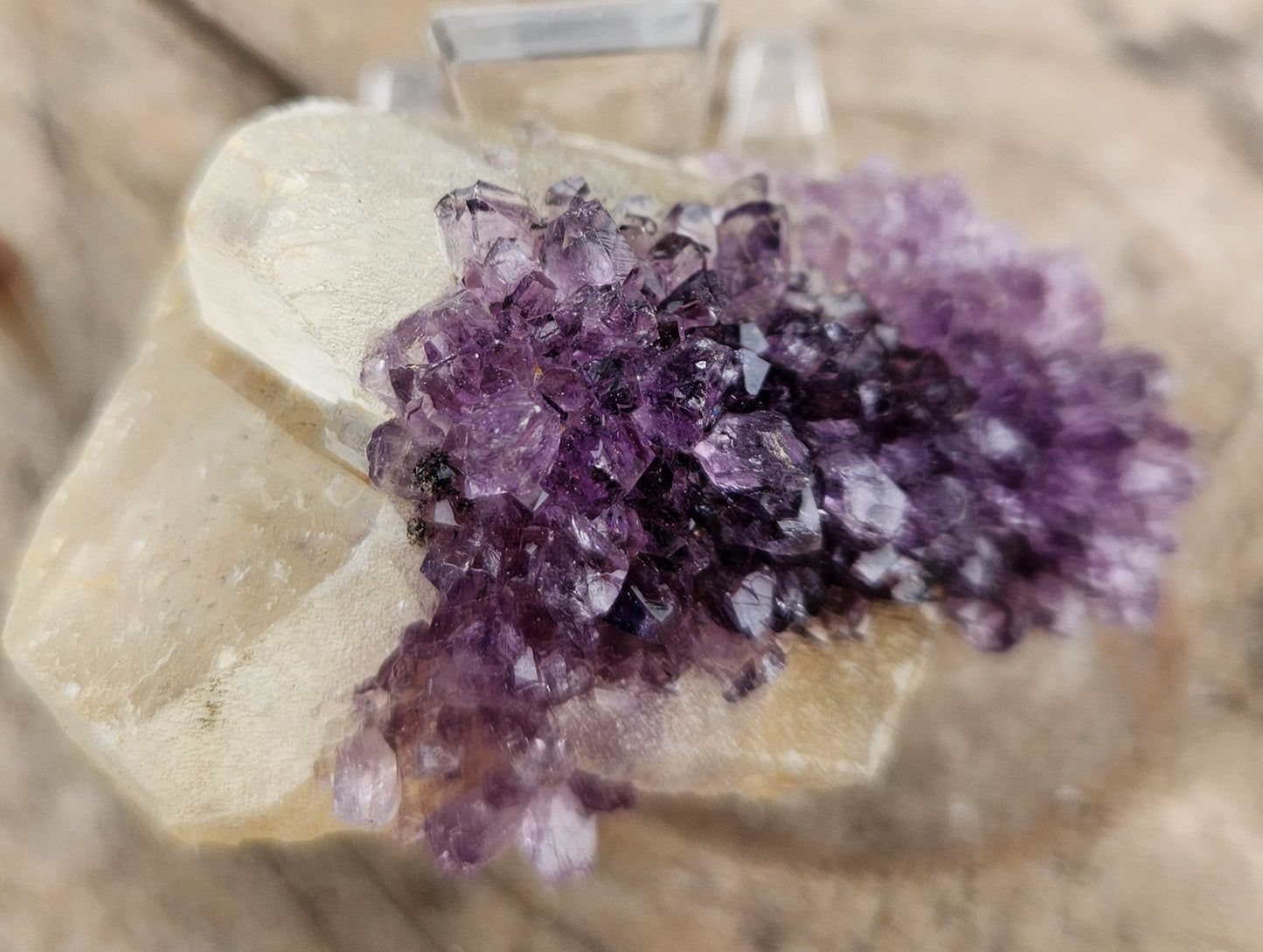 Stunning Dark Purple Brazil Amethyst with Large Calcite Crystal – Collector Grade Healing Stone for Home Décor & Energy Work