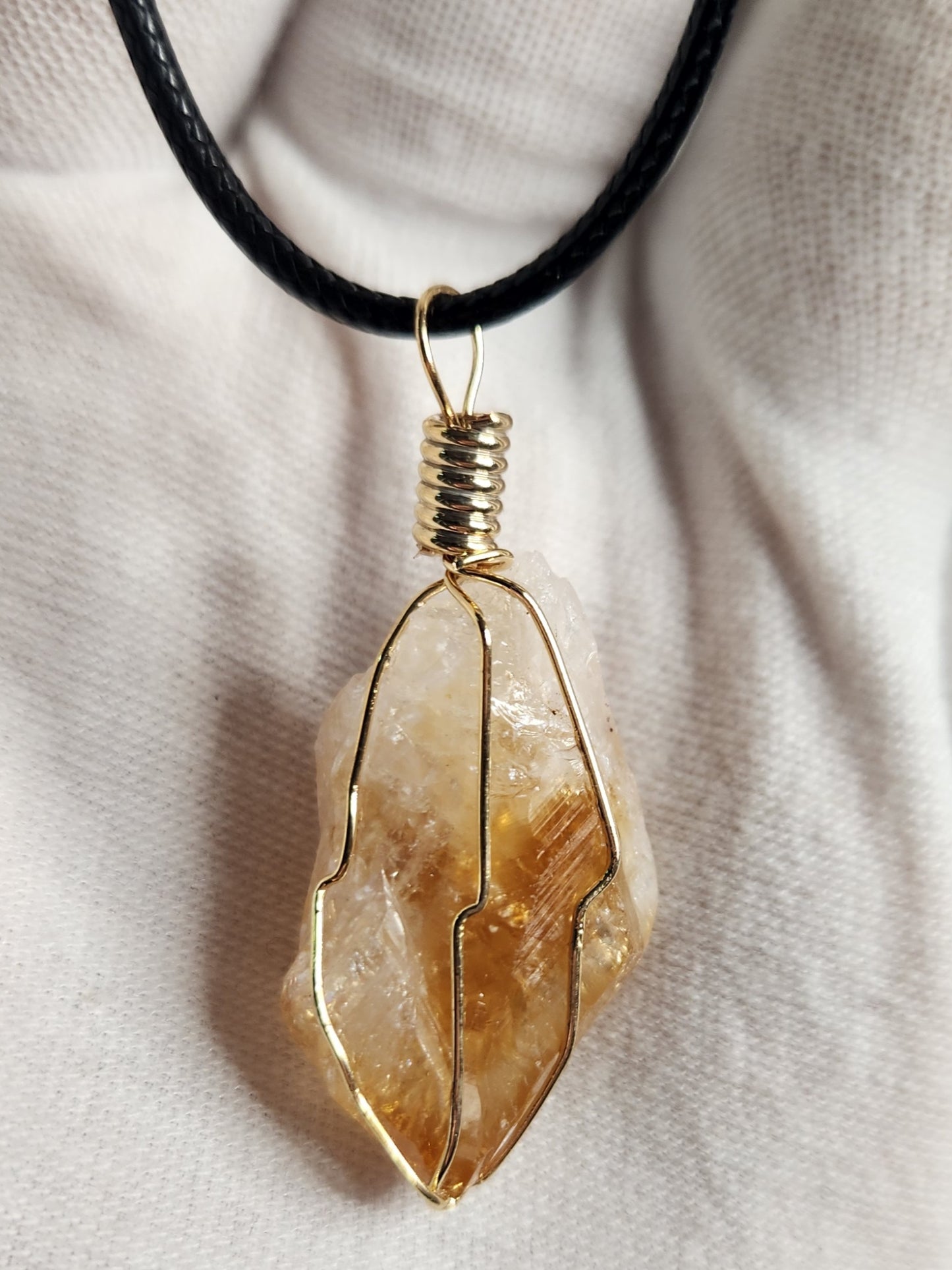 Citrine Crystal Necklace | Raw Citrine Wire Wrapped Pendant | Golden Healing Quartz Jewelry | Abundance Stone Necklace