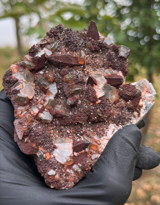 Red Calcite with Pyrite - Dogtooth Calcite, Healing, Powerful Crystal, Unique Mineral