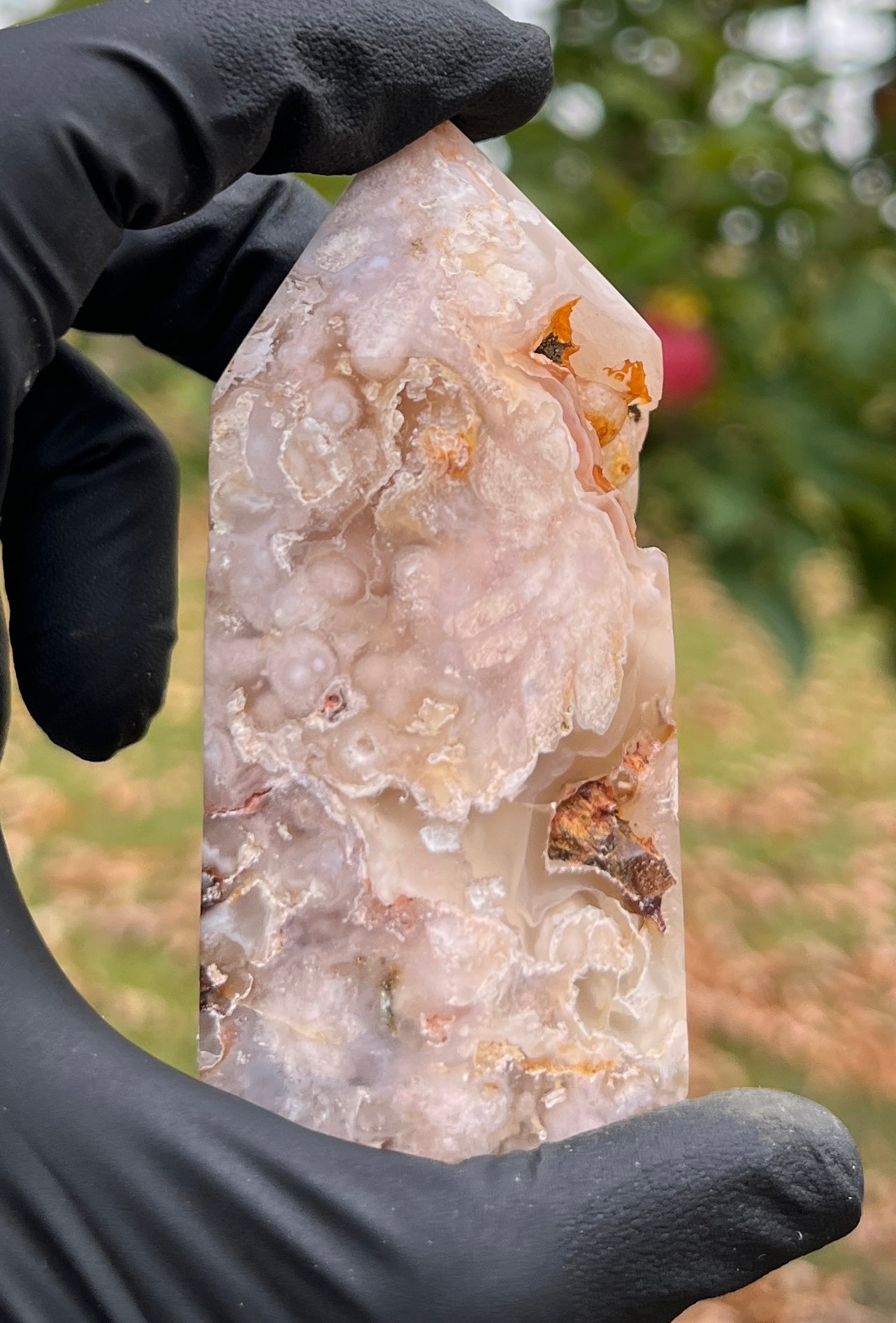 Flower Agate Tower | Large Polished Crystal Point | Healing Stone for Growth & Joy