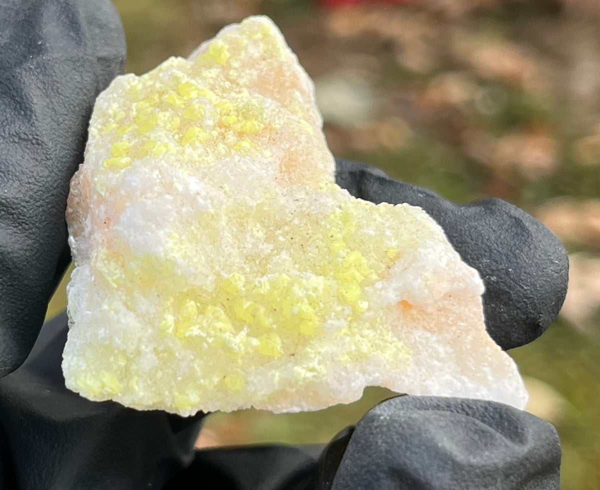 Vibrant Rare Sulfur Crystal Cluster on Calcite Matrix | Sicilian Sulphur Specimen | Natural Yellow Mineral Healing Stone | Rare Cabinet Specimen
