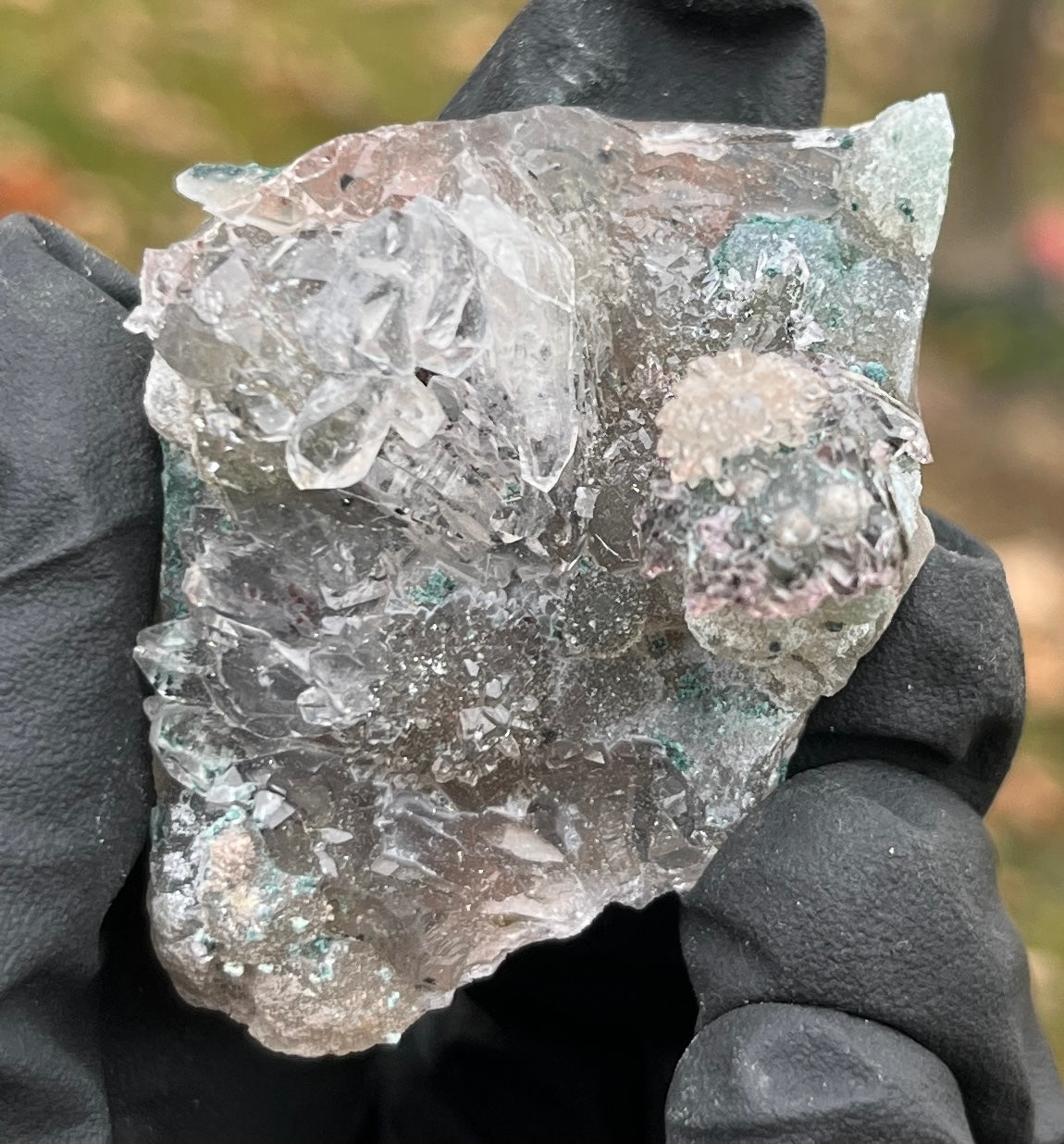 Brazilian Zeolite Flower Quartz Cluster | Rare Mint Green and Clear Crystal Specimen | Complex Chalcedony Geode Healing Stone