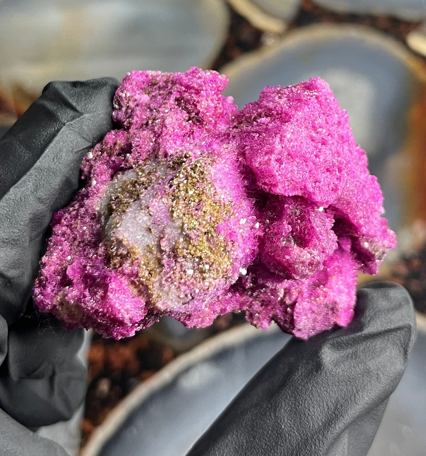 Fluorescent Honeycomb Ruby Specimen - UV Reactive Corundum - Raw Magenta Ruby Crystal - Rare Mineral Decor -
