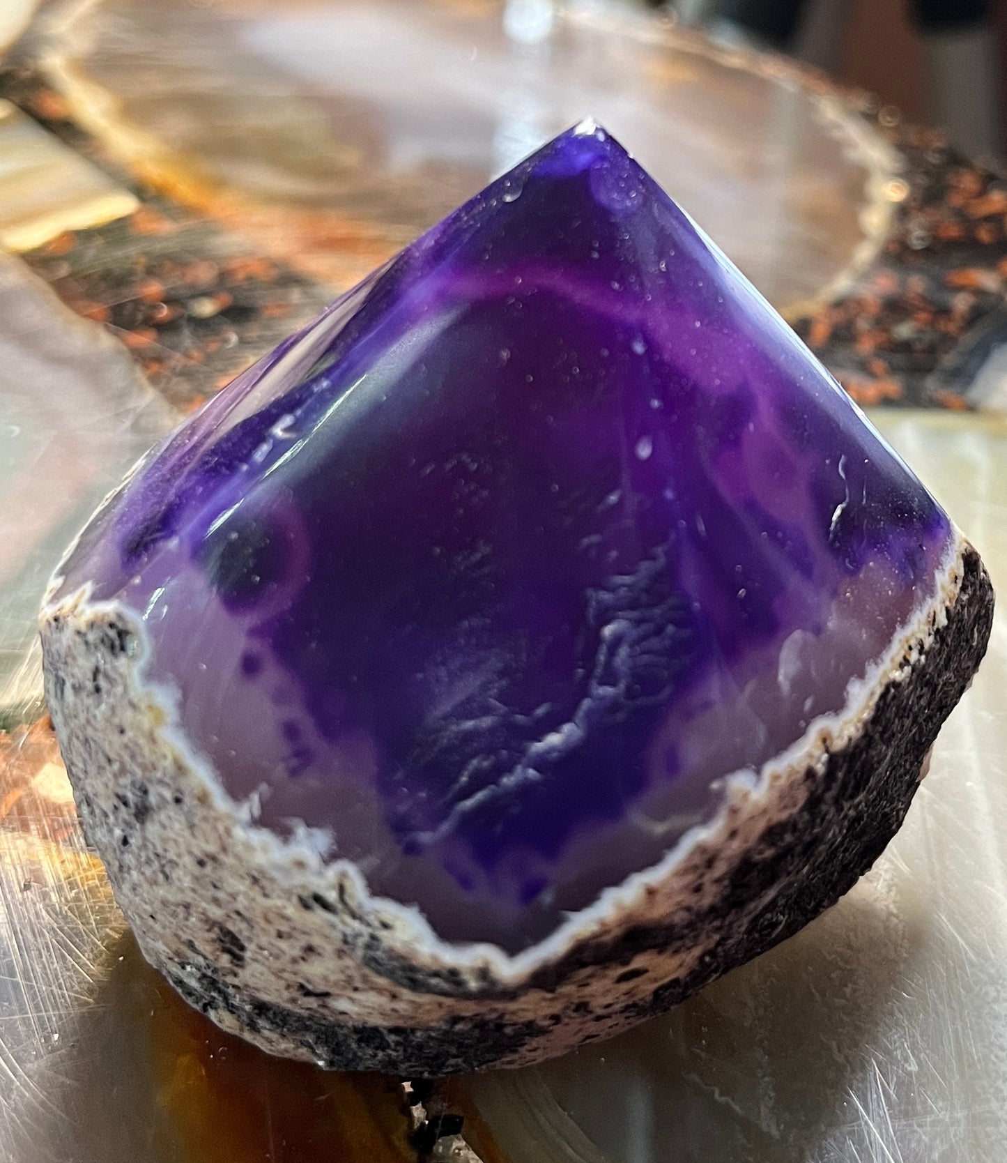 Dyed Purple Agate Polished Point - Natural Base Agate Crystal Tower - Vibrant Purple Agate Decor