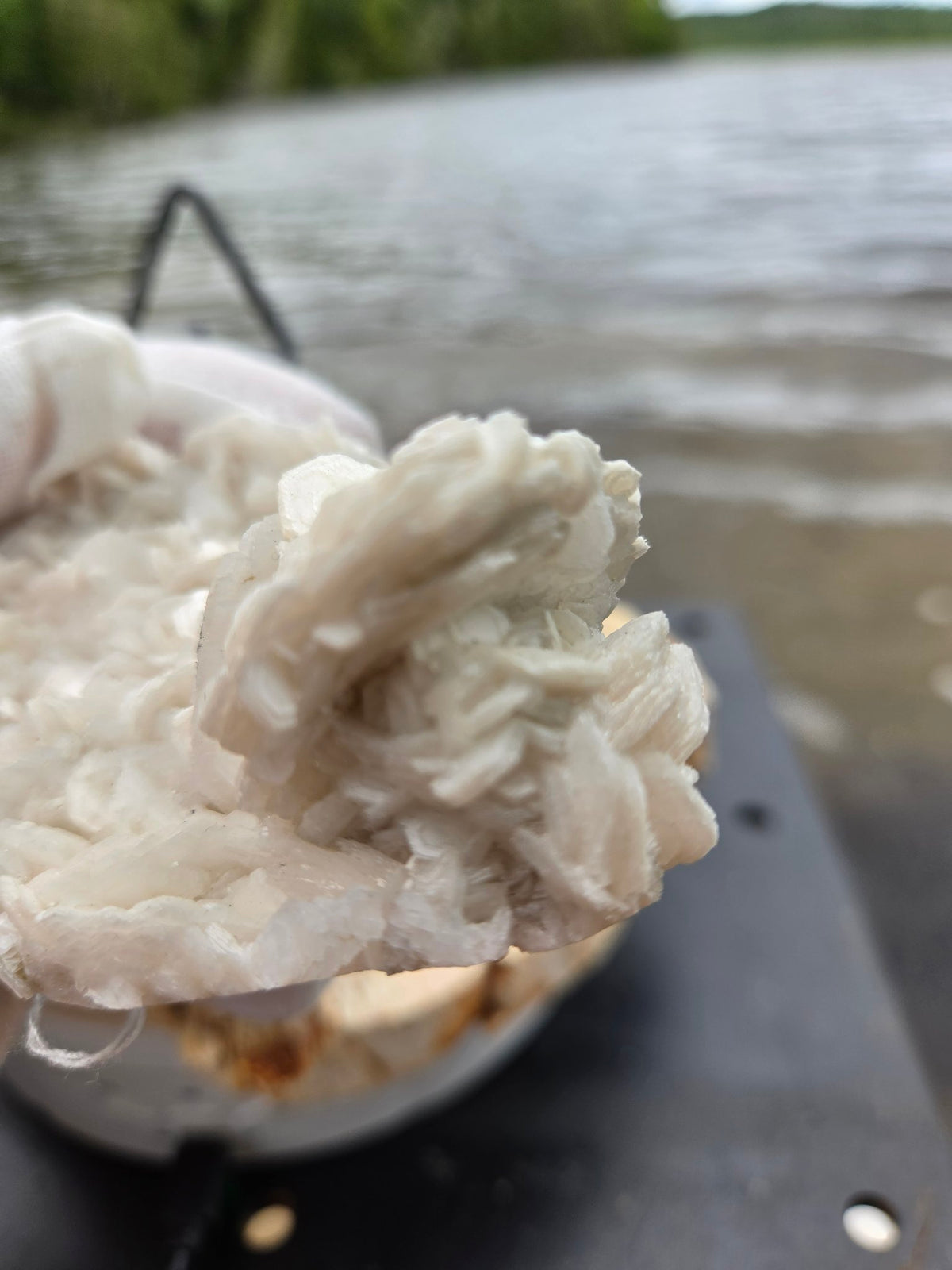 Pink rose petal calcite detail