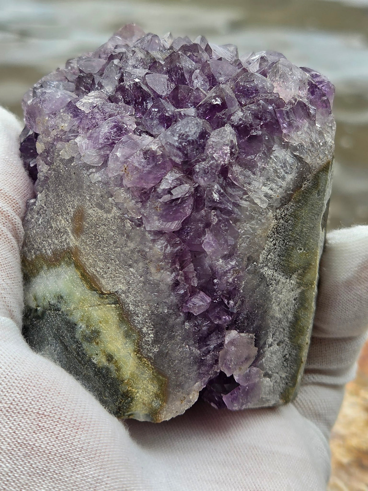 Amethyst cluster side view