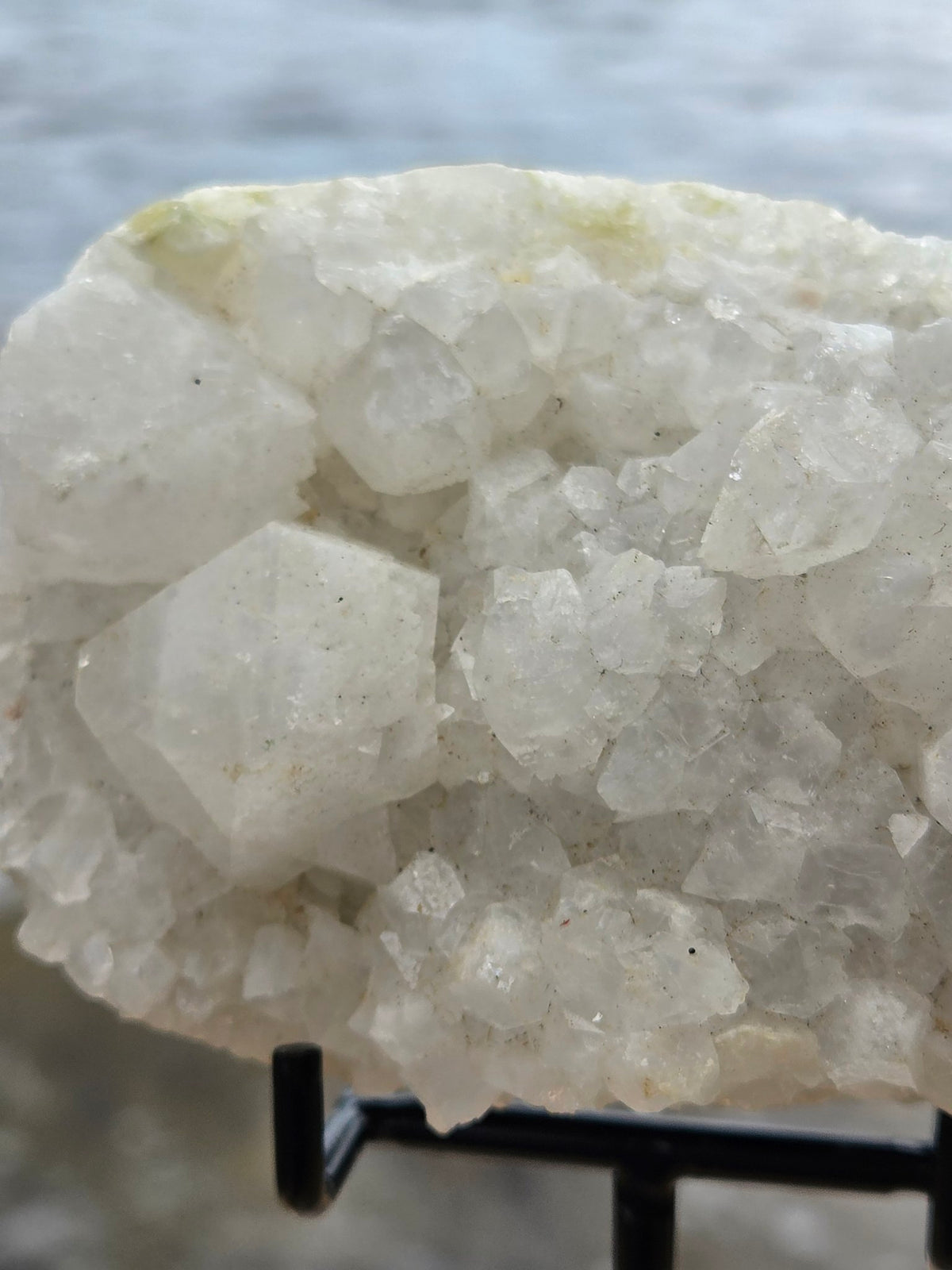 Apophyllite cluster closeup on stand