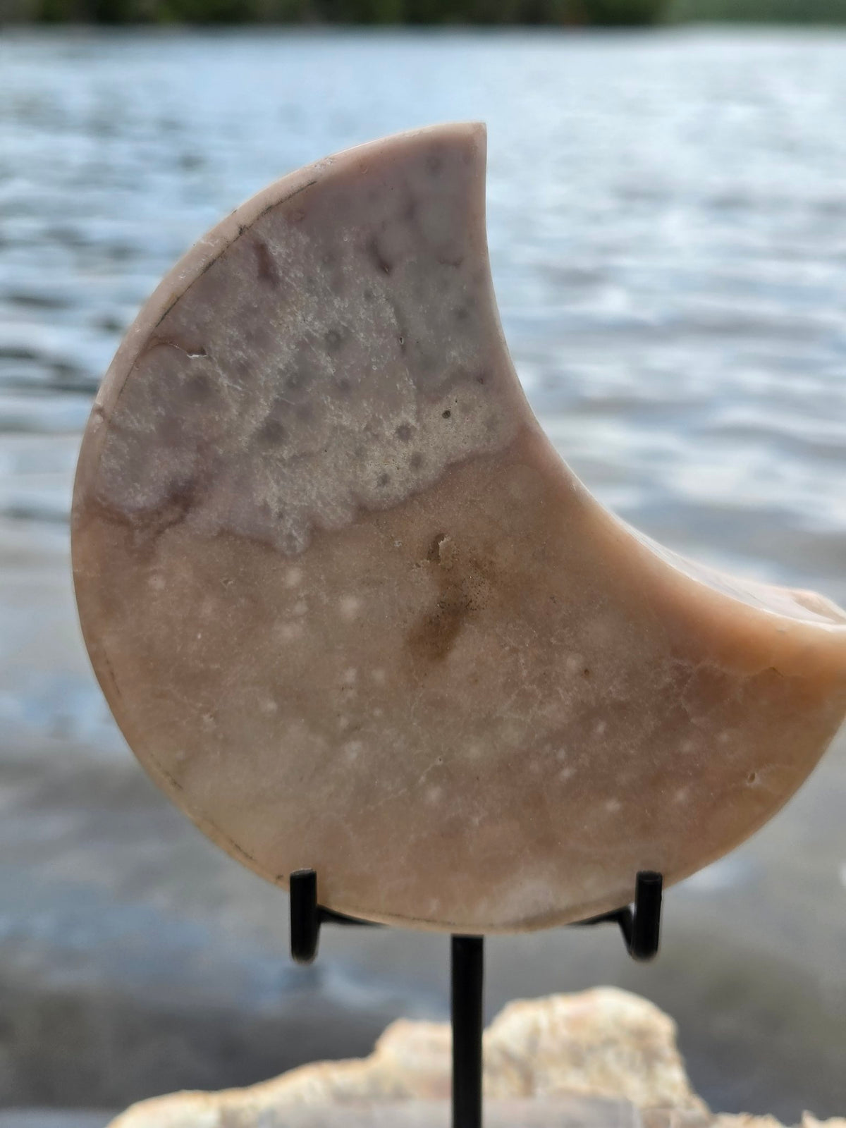 Pink amethyst moon front view