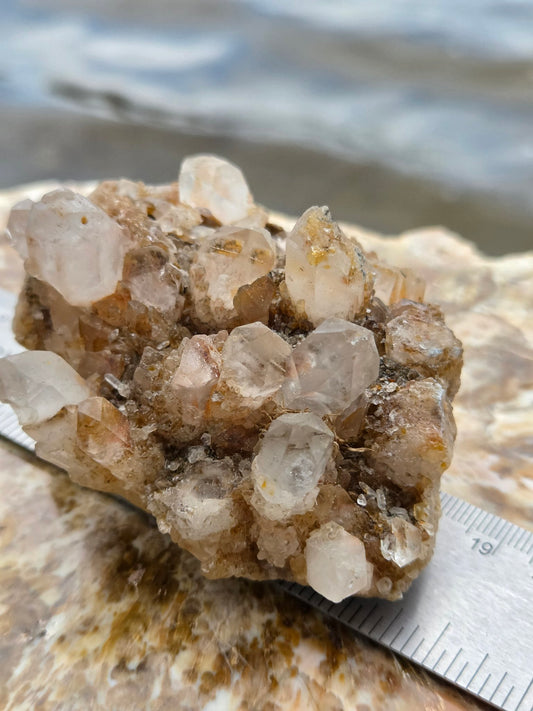 Pineapple quartz cluster front view