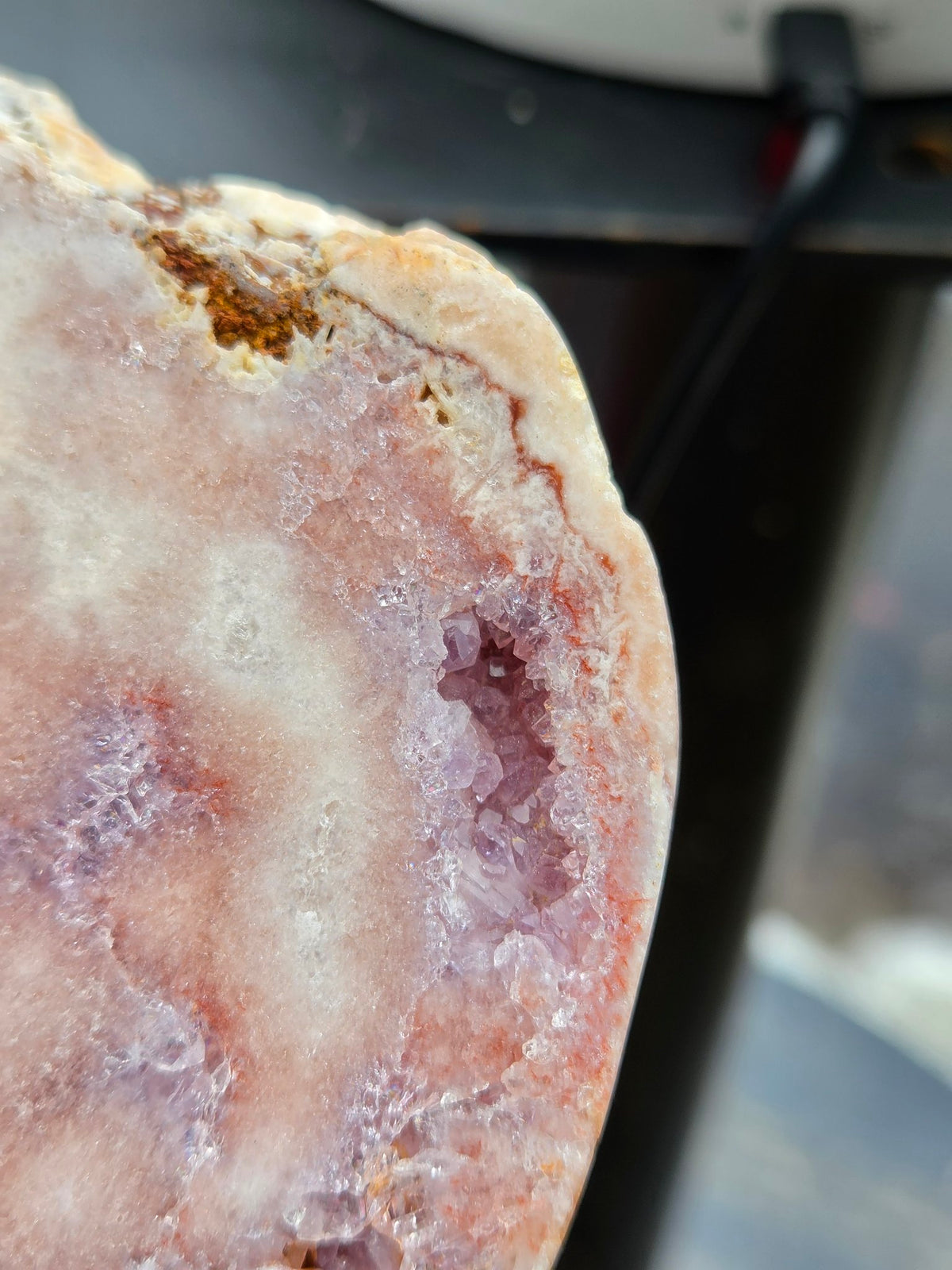 Pink amethyst druzy closeup 2
