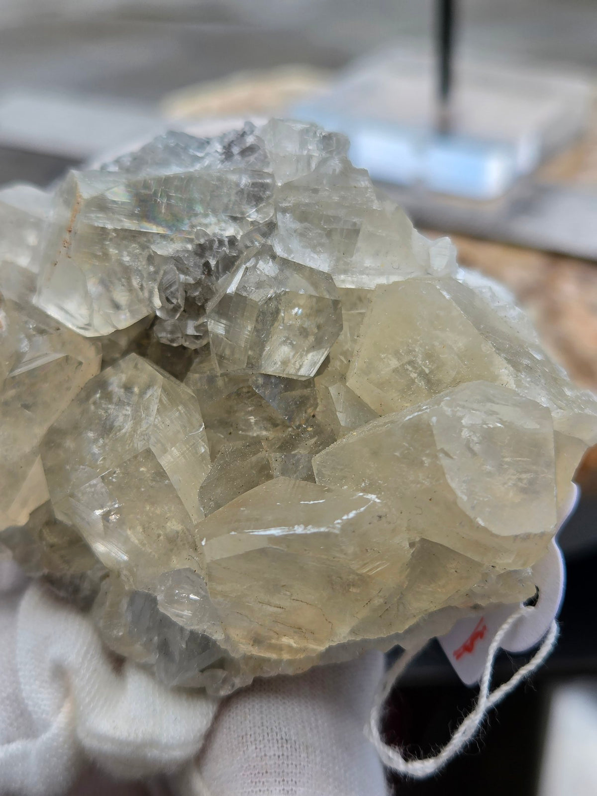 Honey calcite cluster side angle