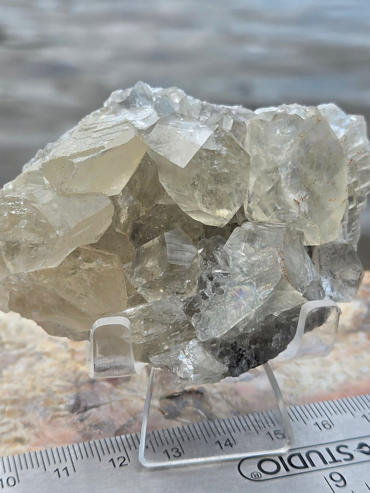 Honey calcite cluster front view