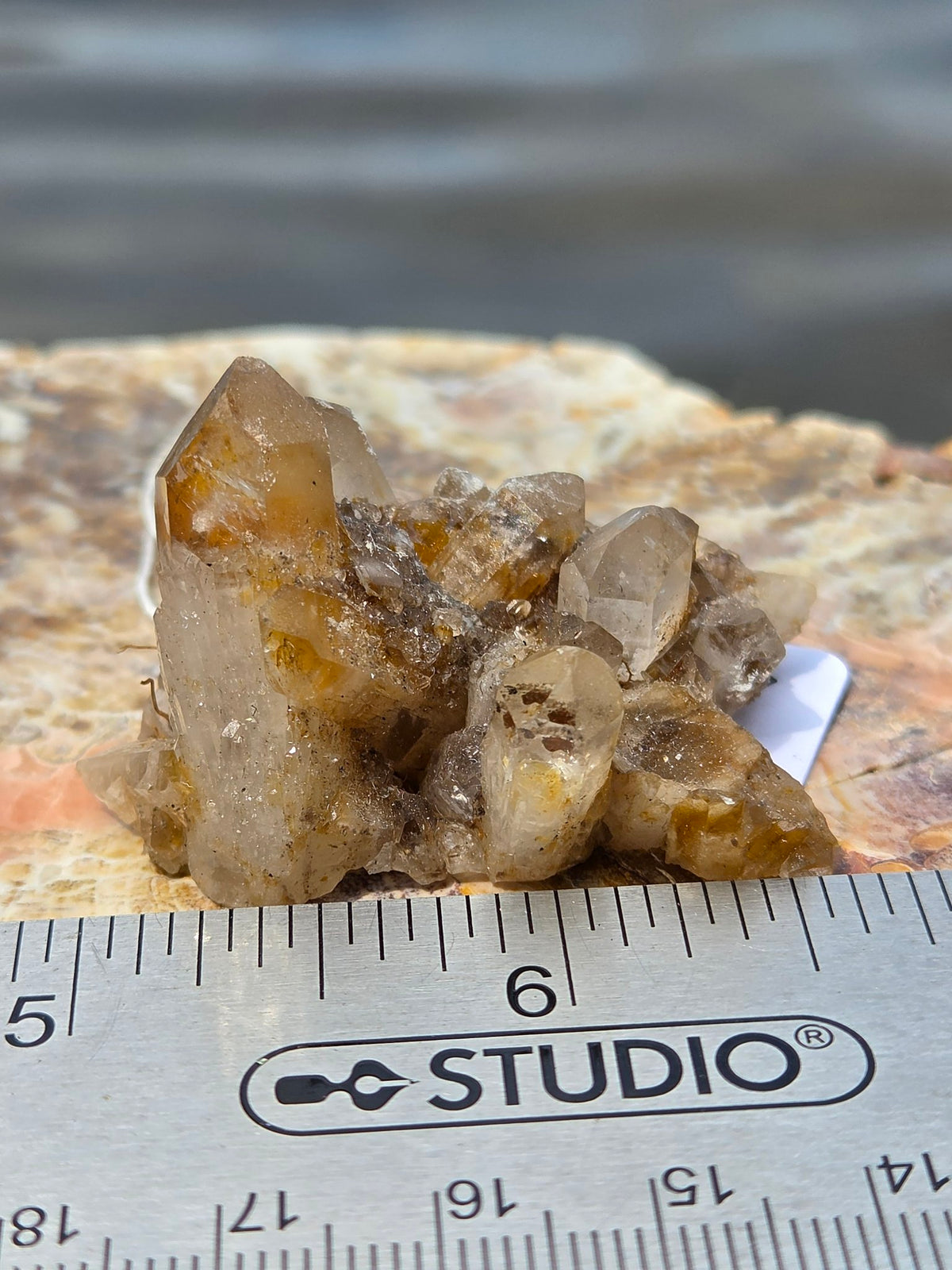Pineapple quartz hematite inclusions side view
