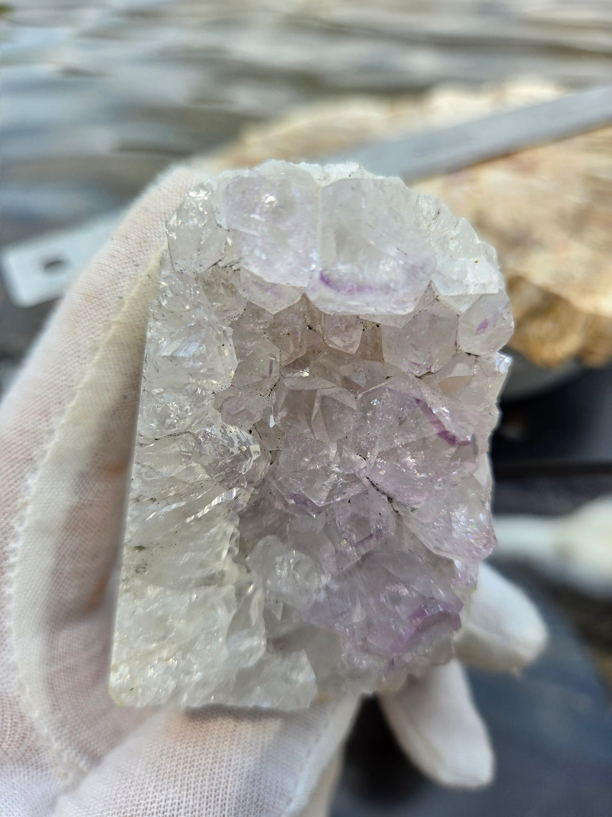 Amethyst crystal faces detail